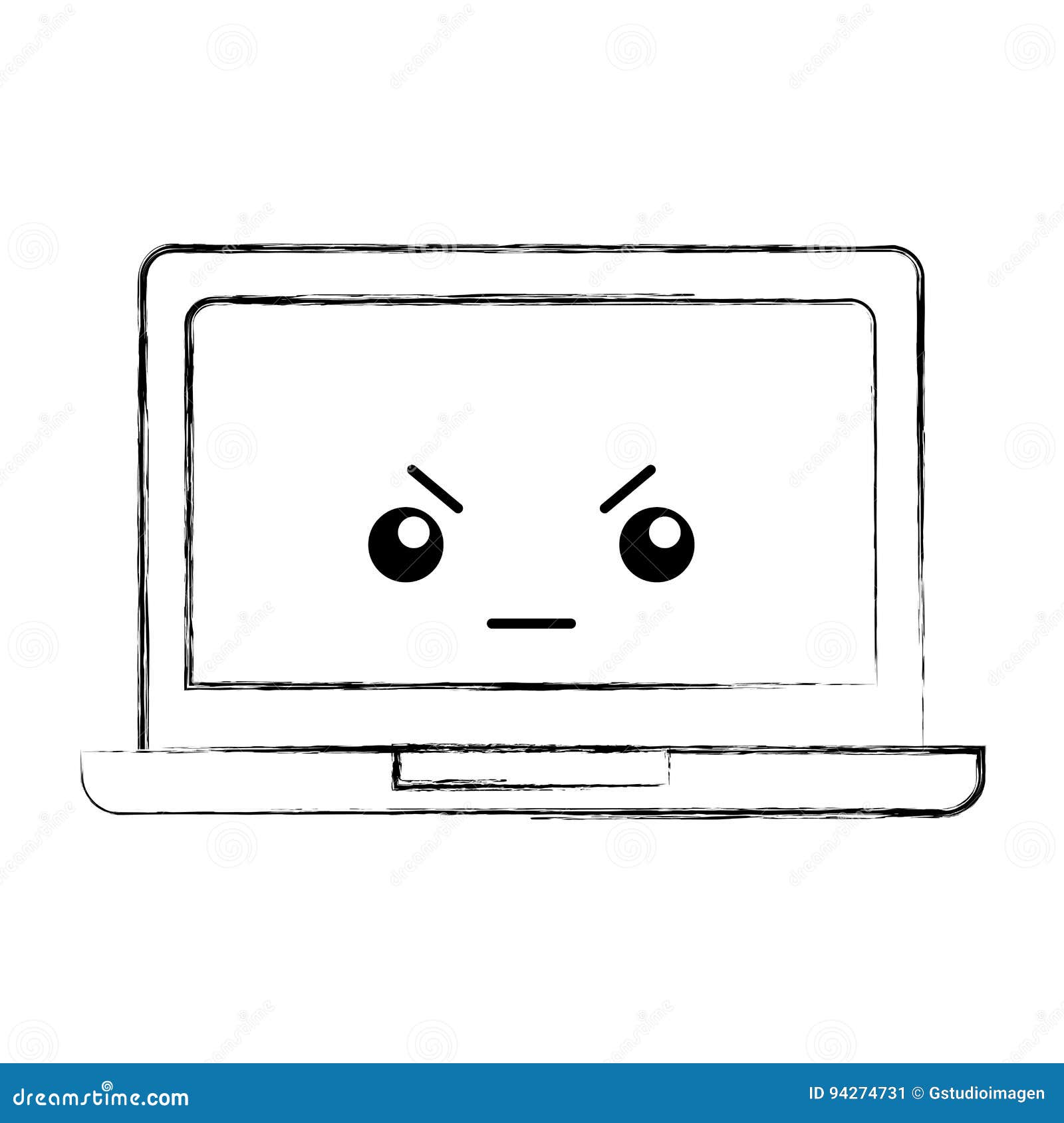 Laptop Computer Kawaii Character Stock Vector - Illustration of desktop ...