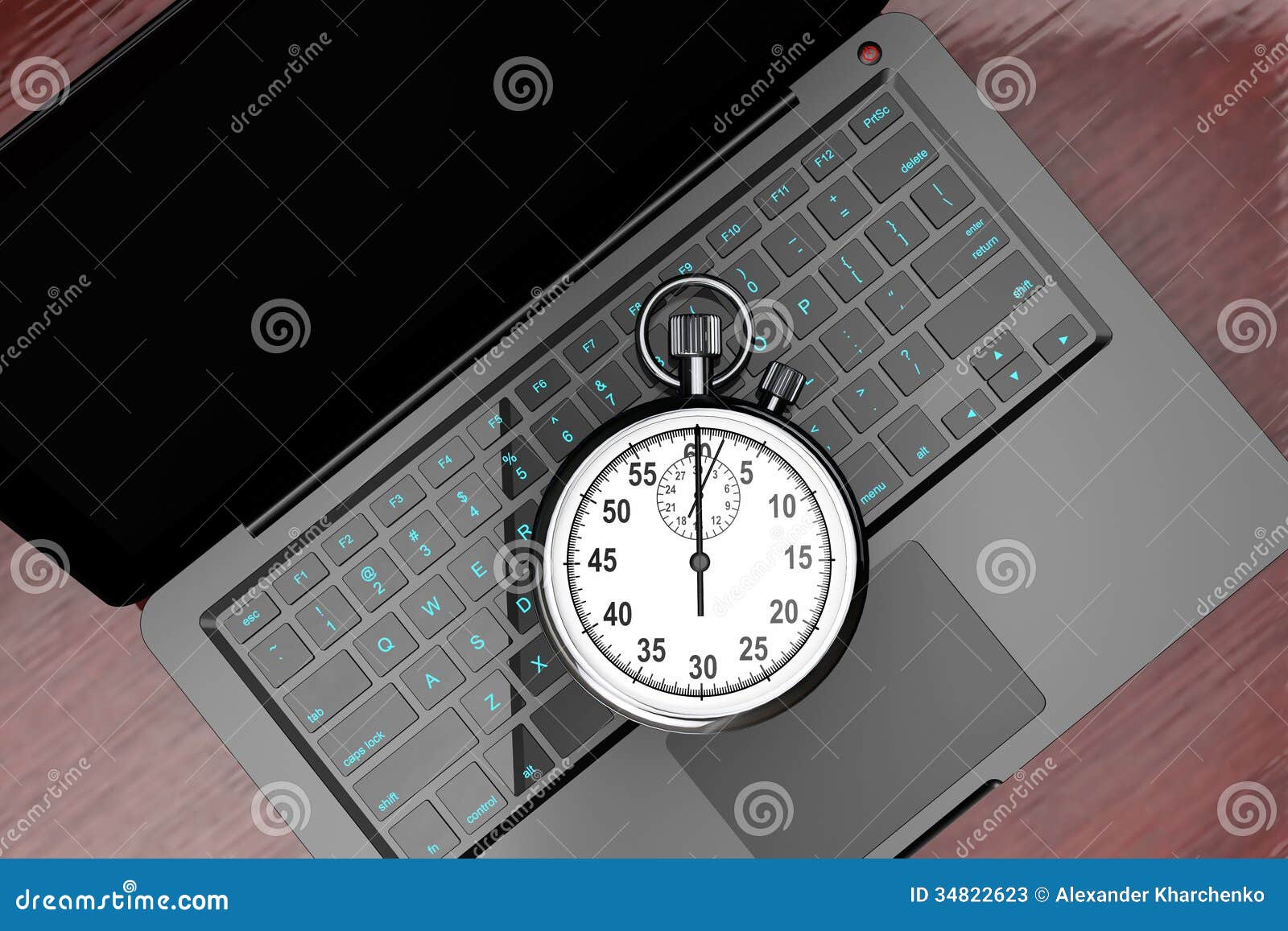 Laptop Computer with Stopwatch Stock Illustration Illustration of