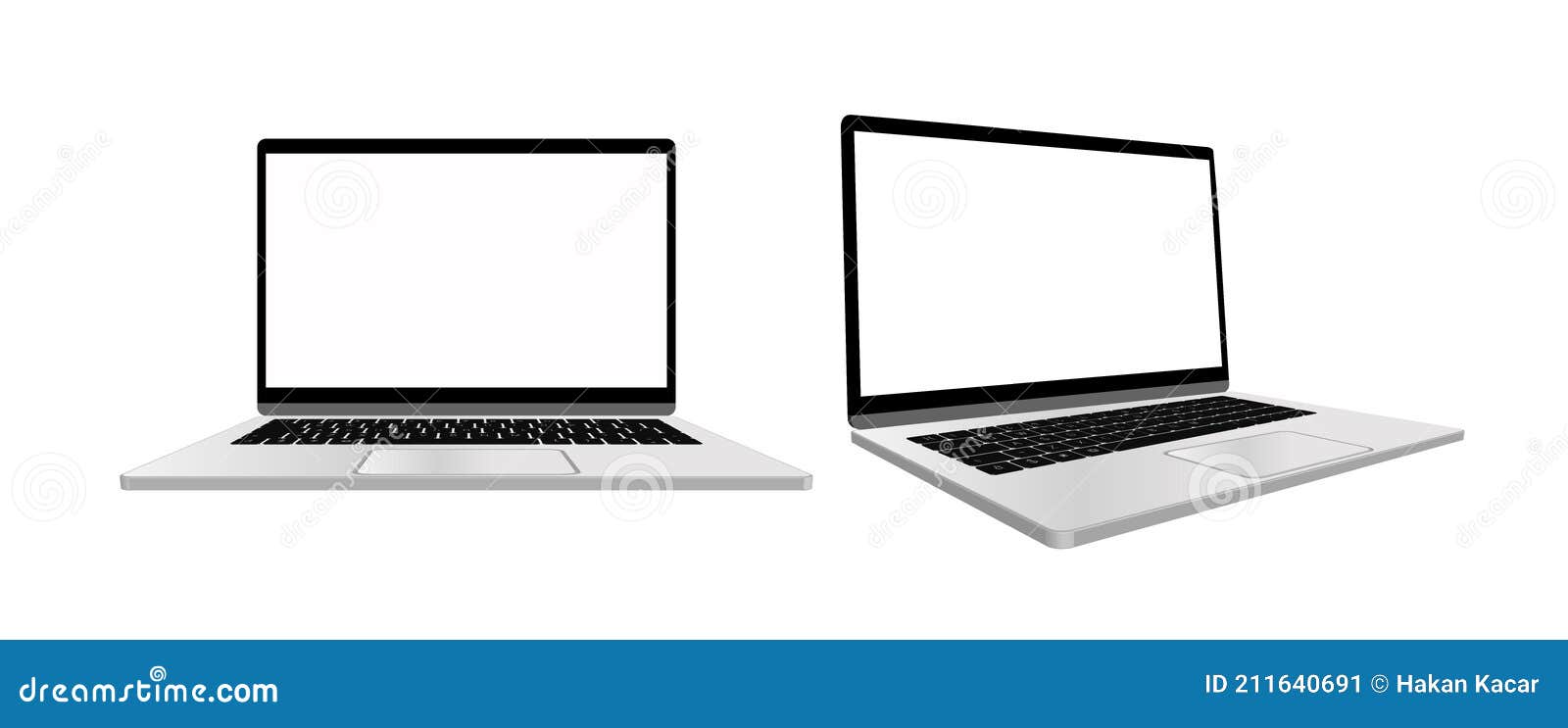 Laptop Computer Template with White Screen and Keyboard. Vector