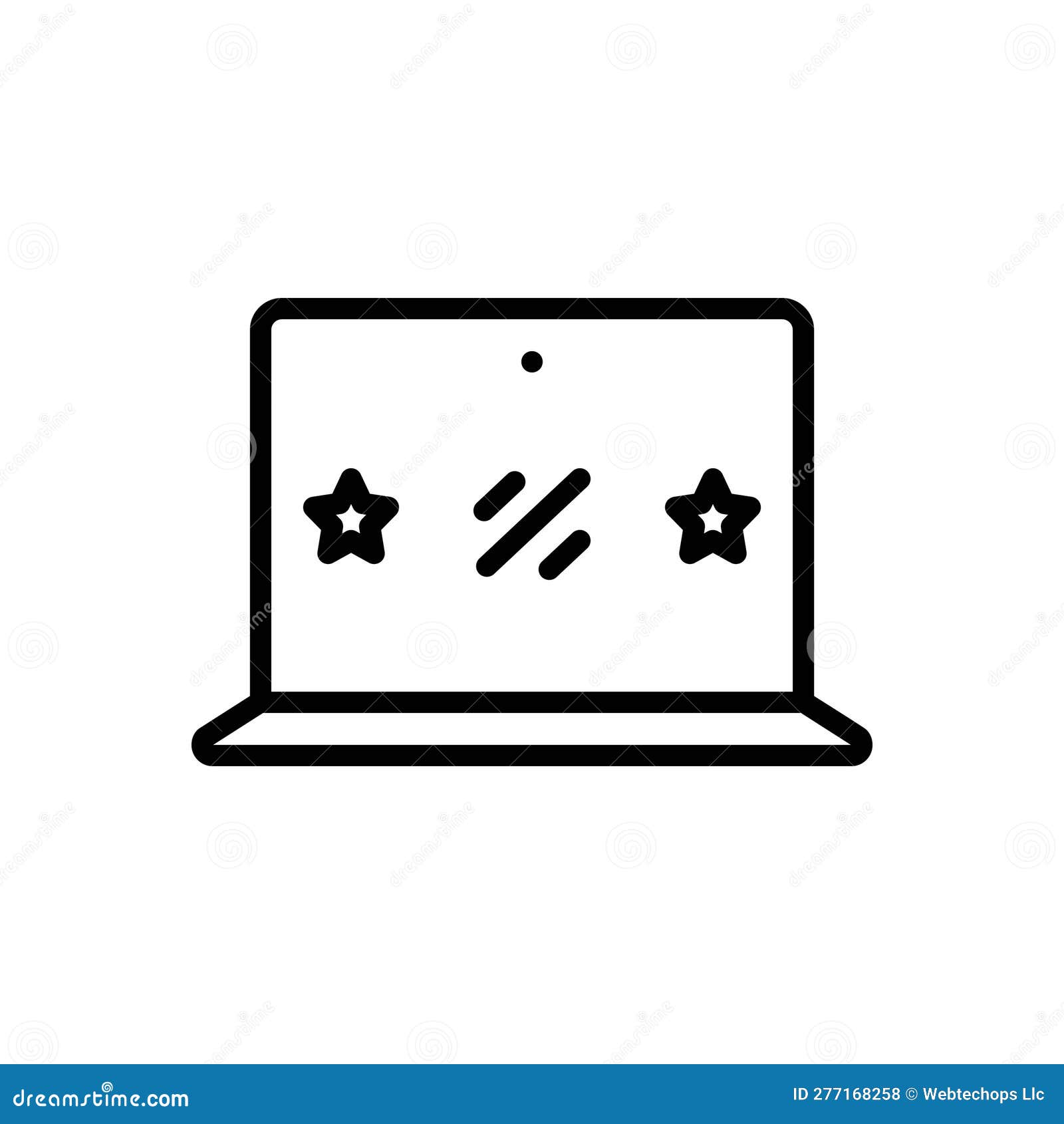 black line icon for laptop, microcomputer and display