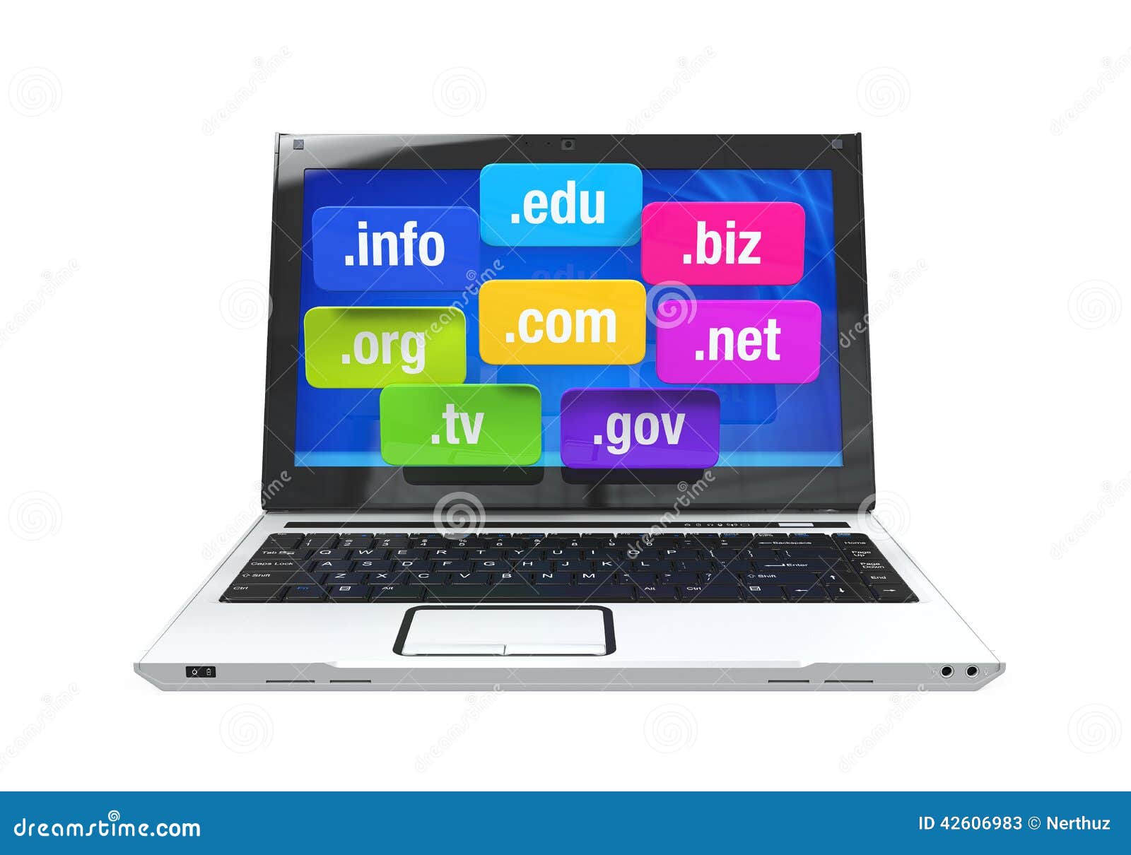 Laptop with Domain Names stock illustration. Illustration of browser