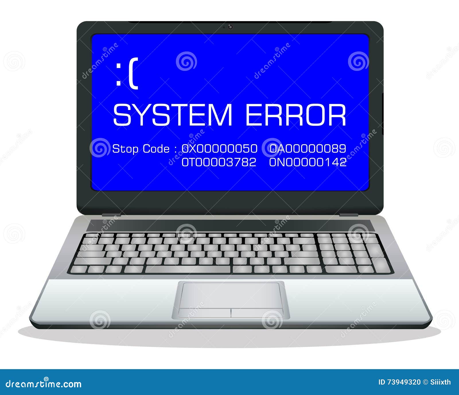 Laptop with error  screen stock vector Illustration of 