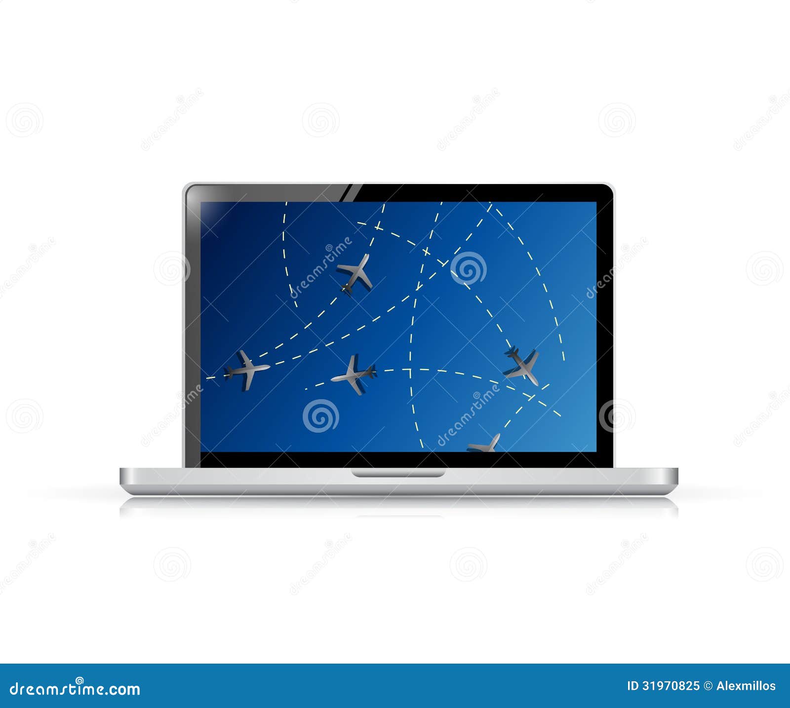 Laptop Fly Tracker Concept Illustration Design Stock Illustration Illustration of sensor, blue