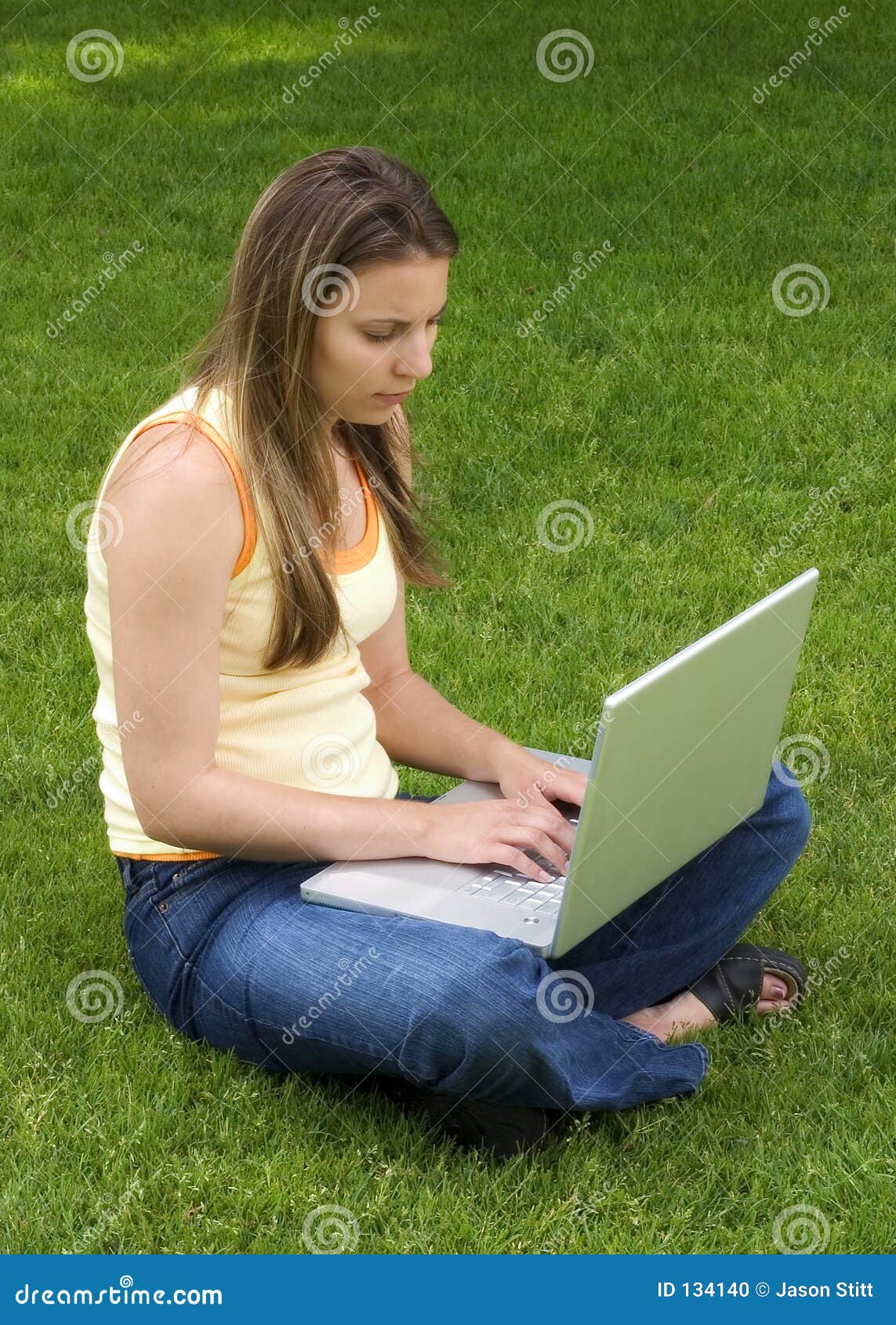 Laptop Girl stock photo. Image of laptop, woman, teenager 134140