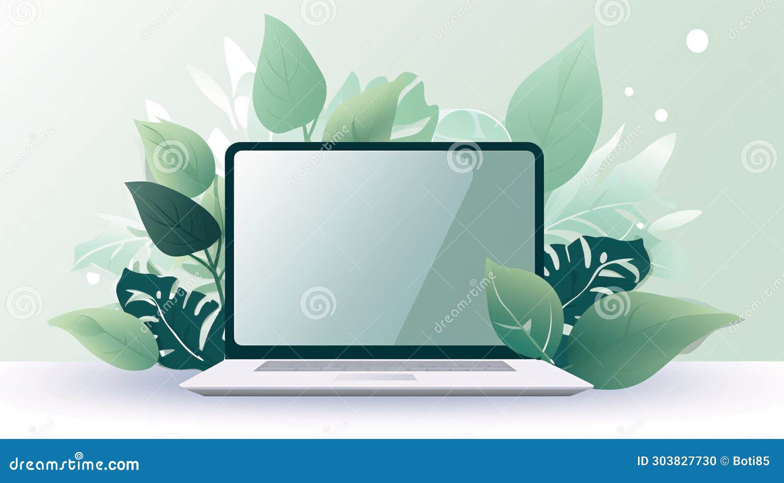 laptop in green vegetation, representing eco friendliness in build materials