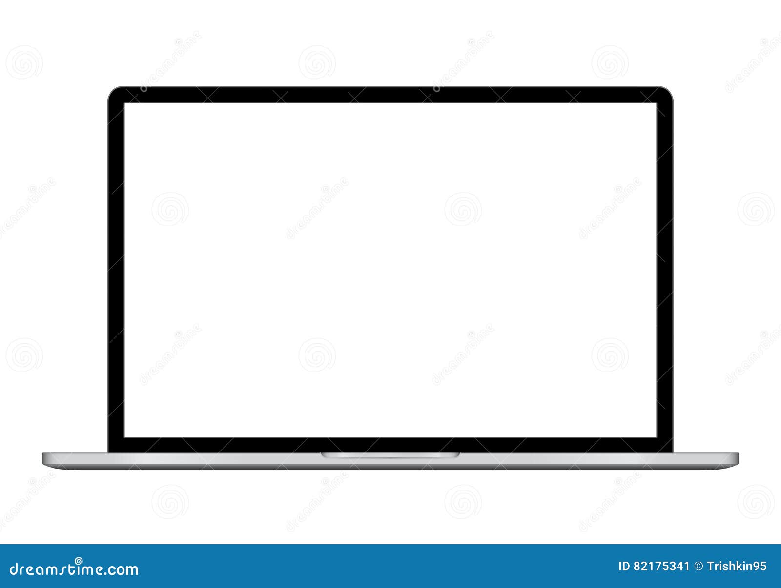 laptop  with blank screen  on white background, aluminium body. . eps10.