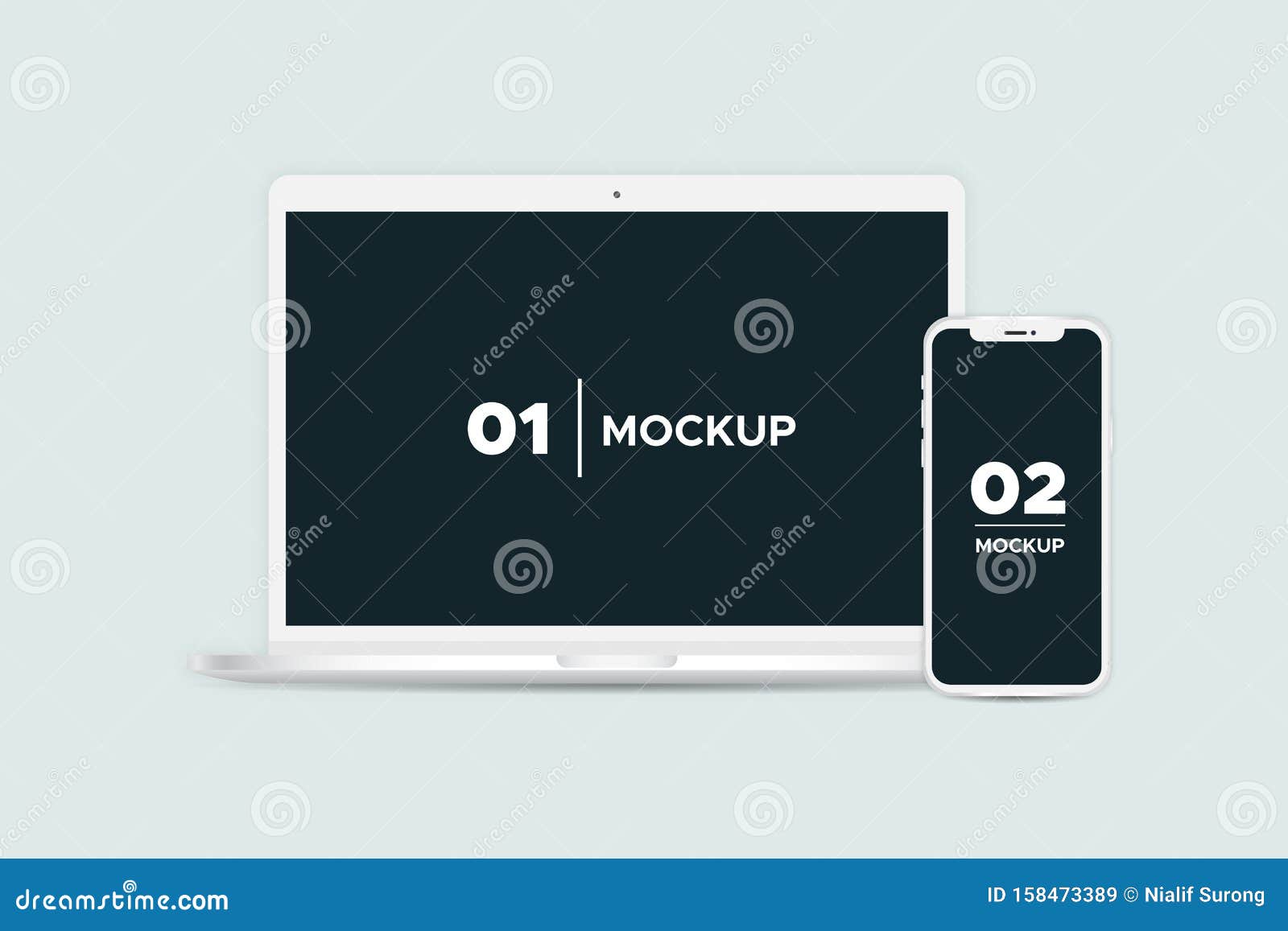 laptop and iphone mockup  on background.