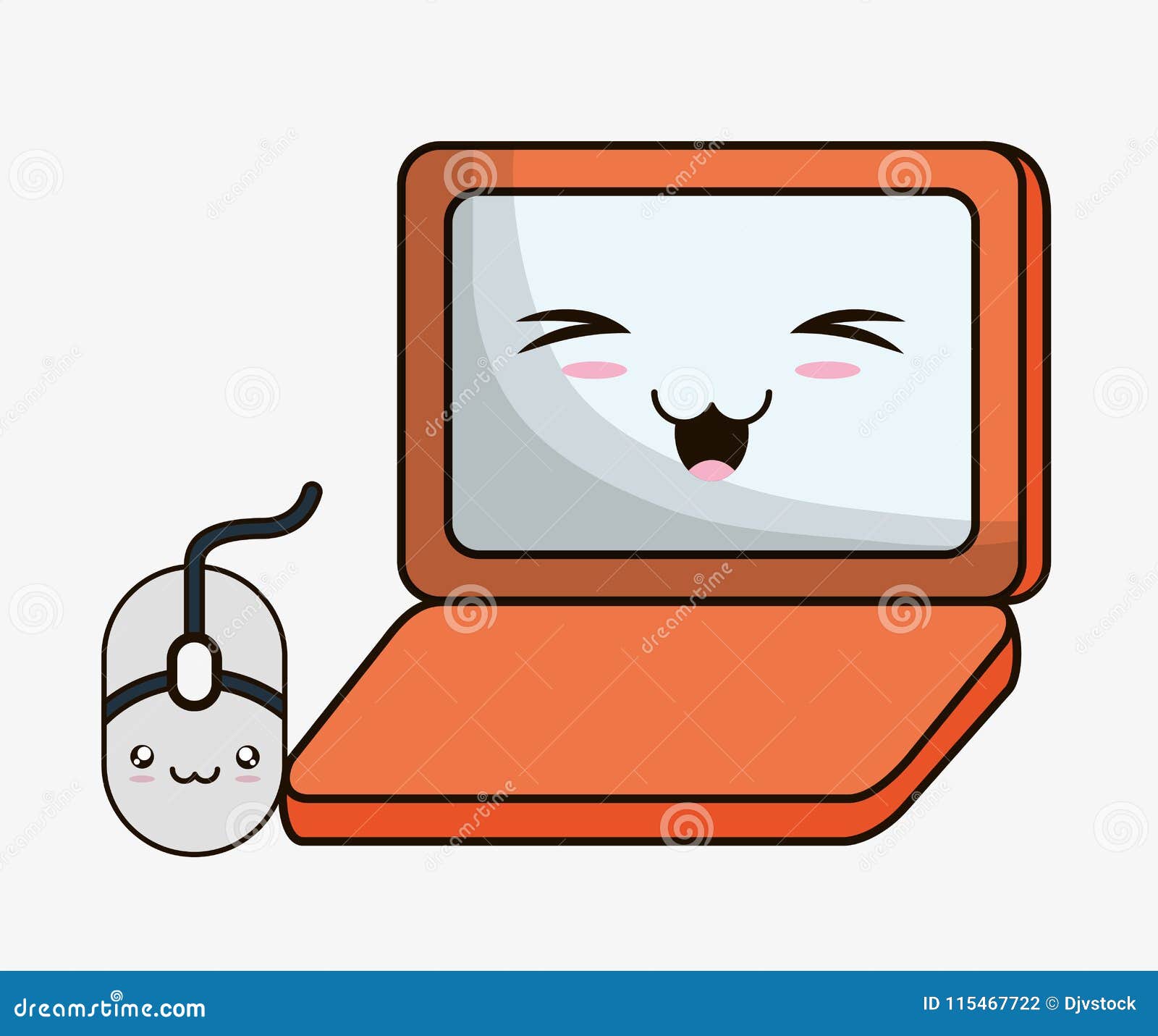 Laptop Kawaii Cartoon Technology Design Stock Vector - Illustration of ...