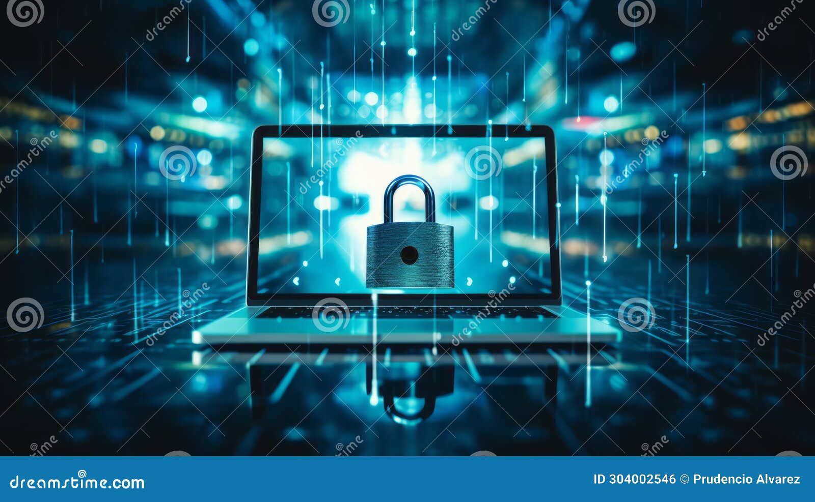 Laptop with Lock on the Screen Stock Illustration - Illustration of
