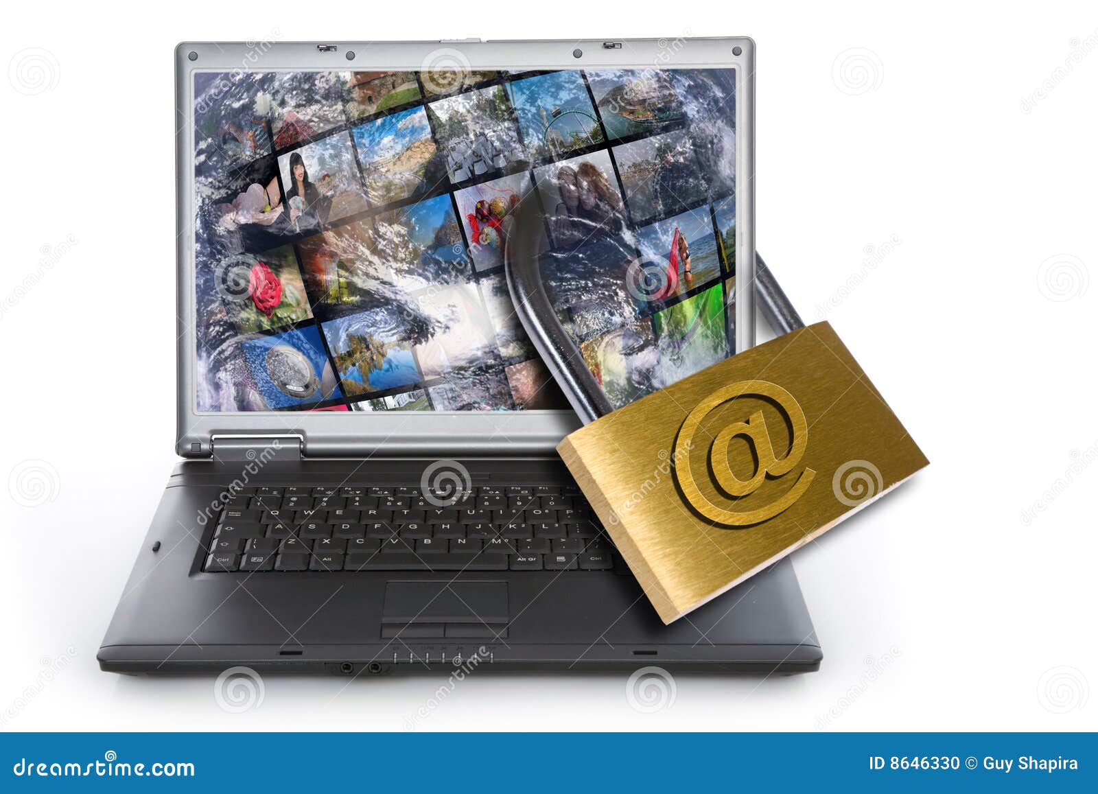 Laptop locked with padlock stock photo. Image of chrome 8646330