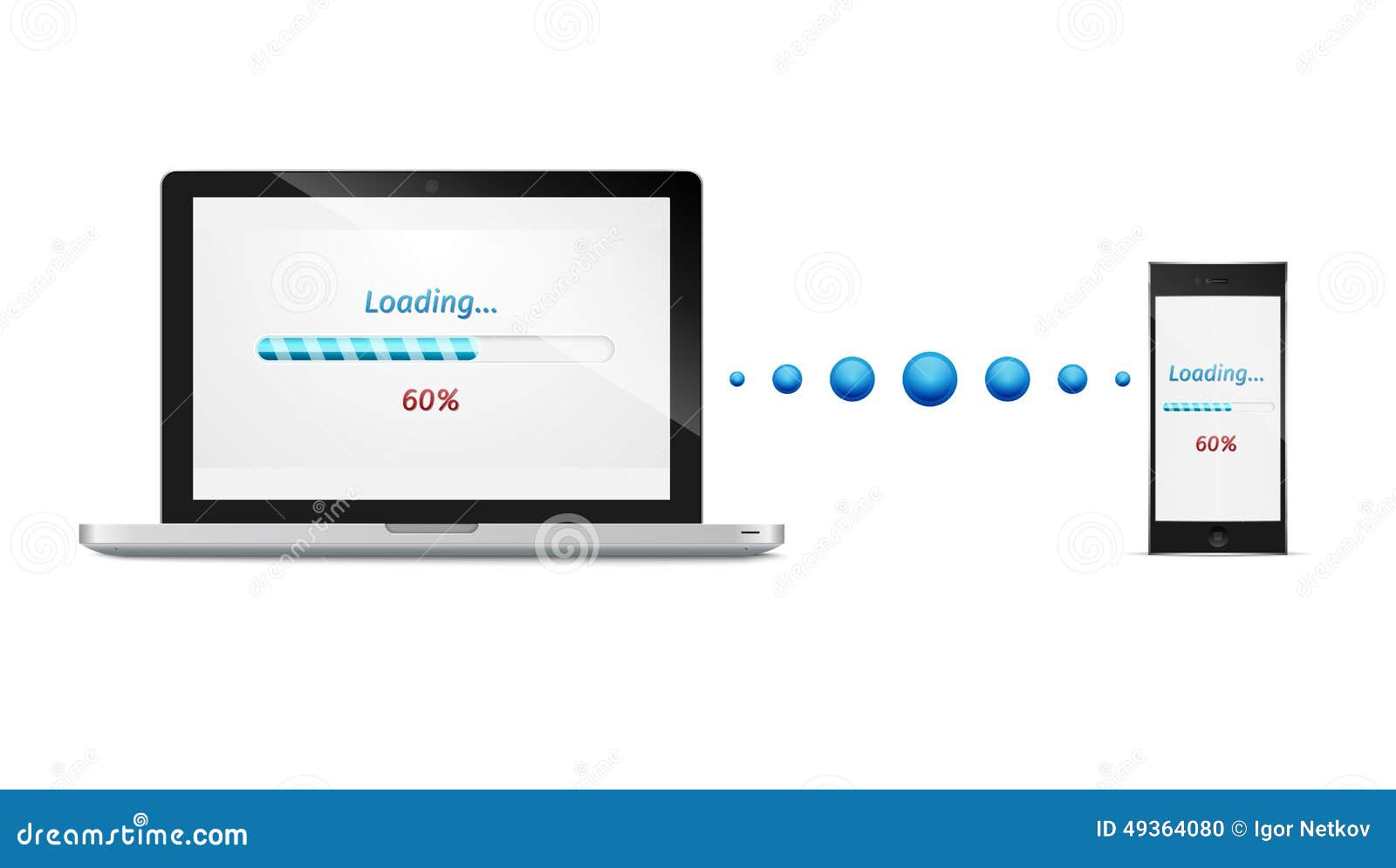 Laptop Mobile Phone File Transfer Concept Stock Vector Illustration