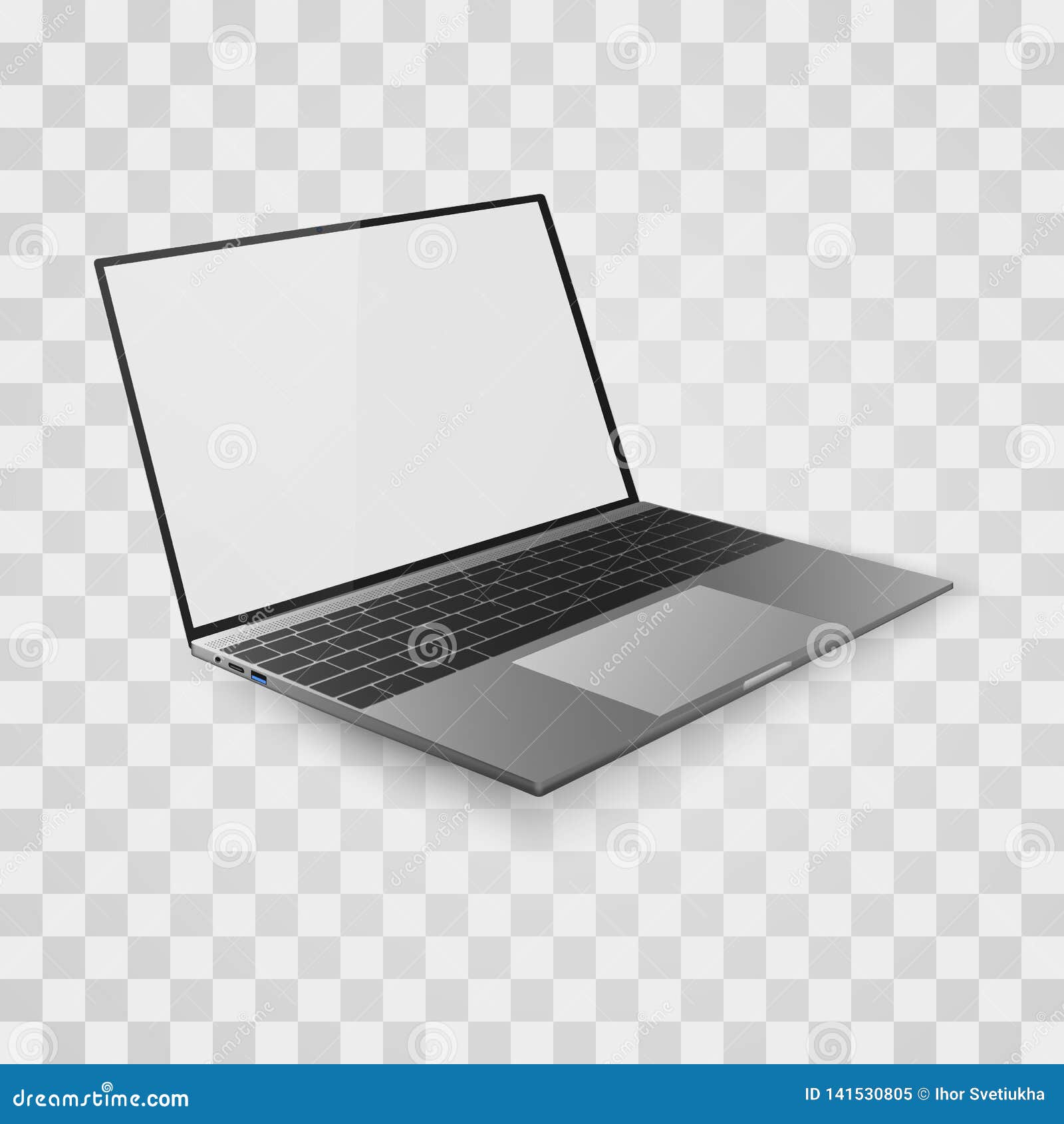 Laptop Mock Up. Open Laptop with White Screen Stock Vector - Illustration  of front, computer: 141530805