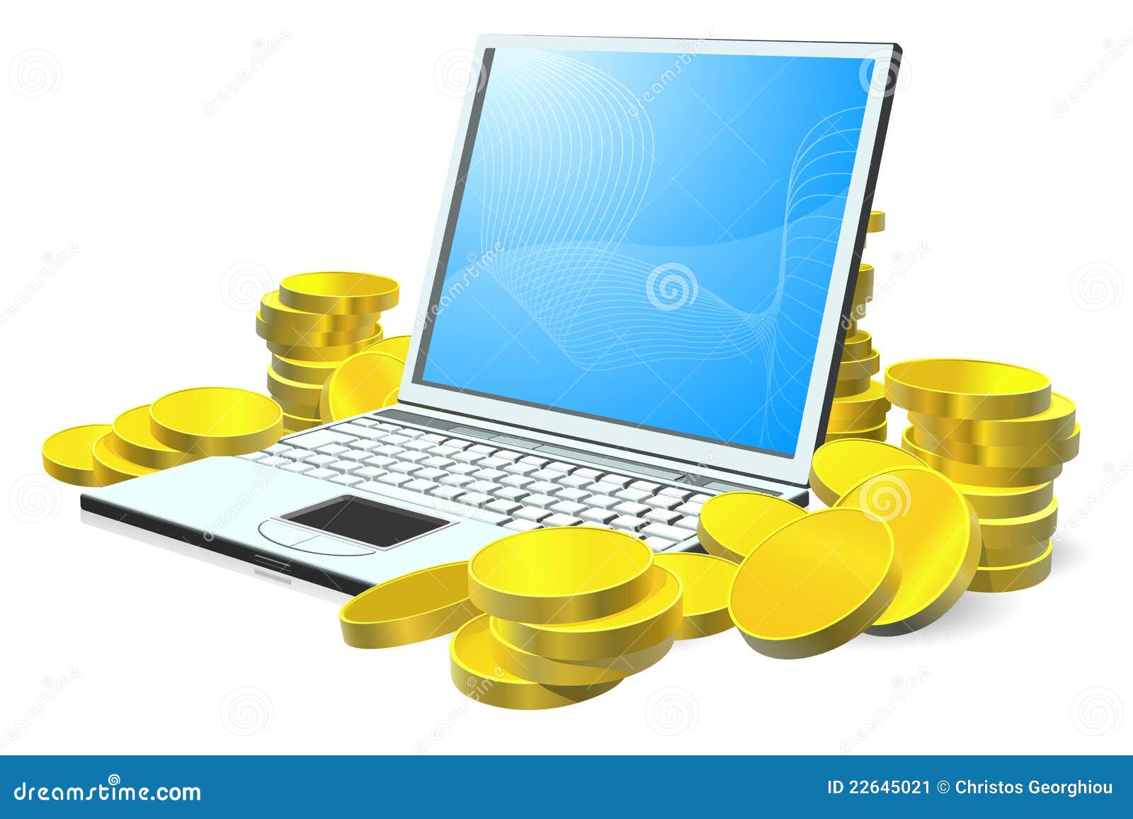 Laptop Dollar Money Concept Vector Illustration ...