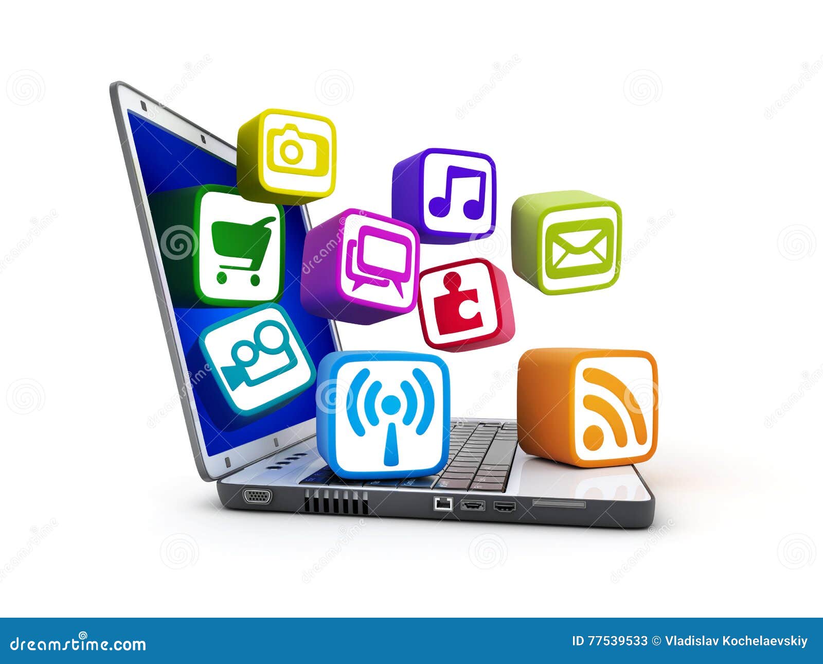 Laptop and Multimedia Service Stock Illustration Illustration of idea