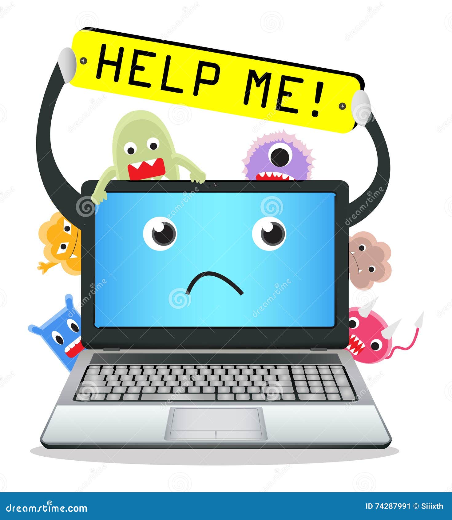 emotioneel Kaliber Aardappelen Laptop Need Help from Virus Computer Stock Vector - Illustration of  message, cartoon: 74287991