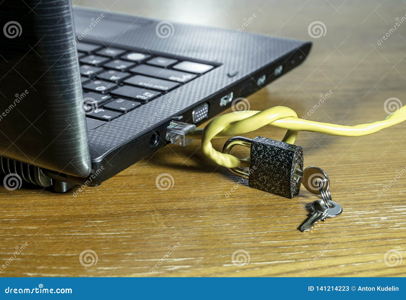 Laptop with Network Cables on the Table Stock Image Image of drive
