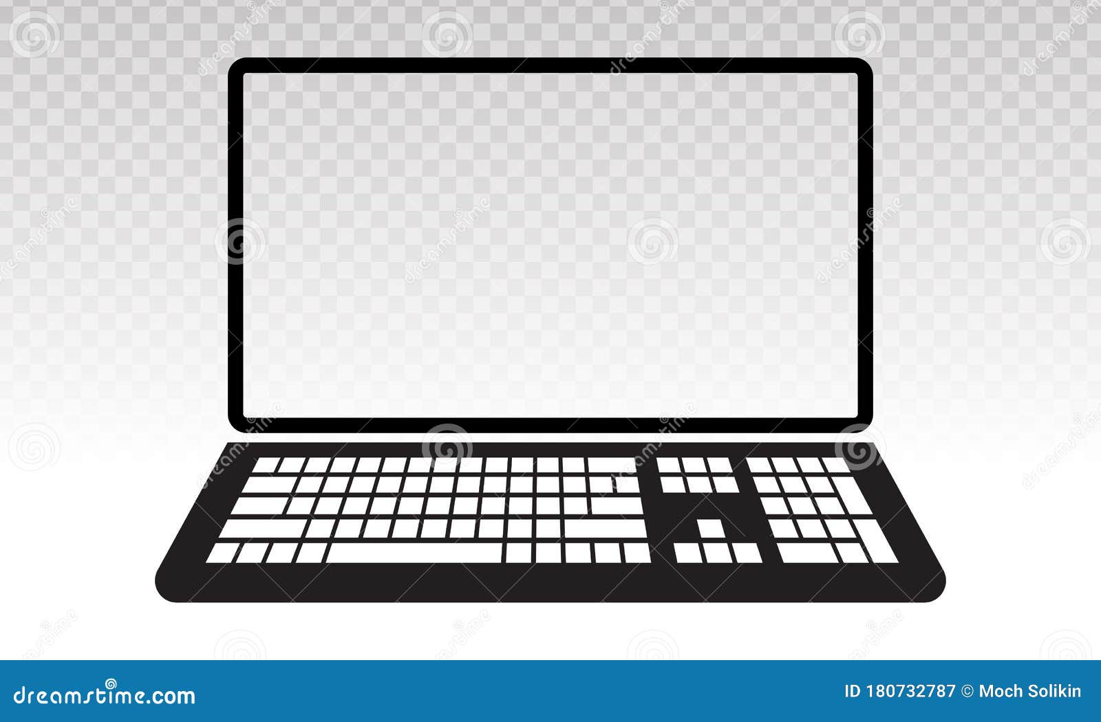 Laptop or Notebook Computer Vector Flat Icon on a Transparent Background  Stock Vector - Illustration of screen, front: 180732787