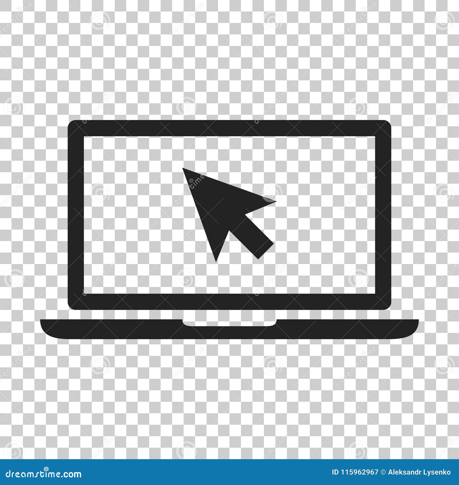 Laptop Notebook With Mouse Cursor Vector Icon In Flat Style