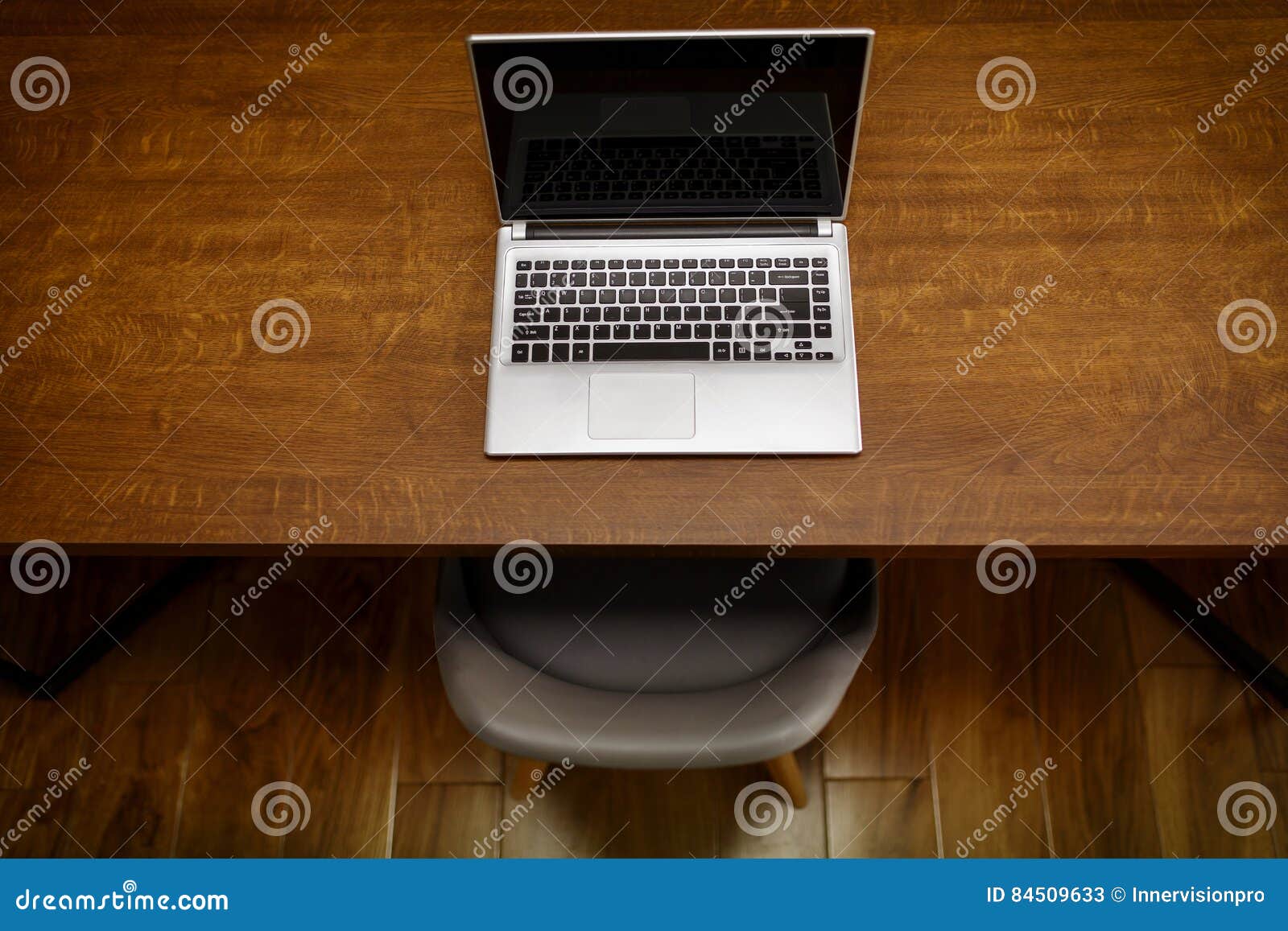 Laptop on the office desk stock image. Image of functionality 84509633