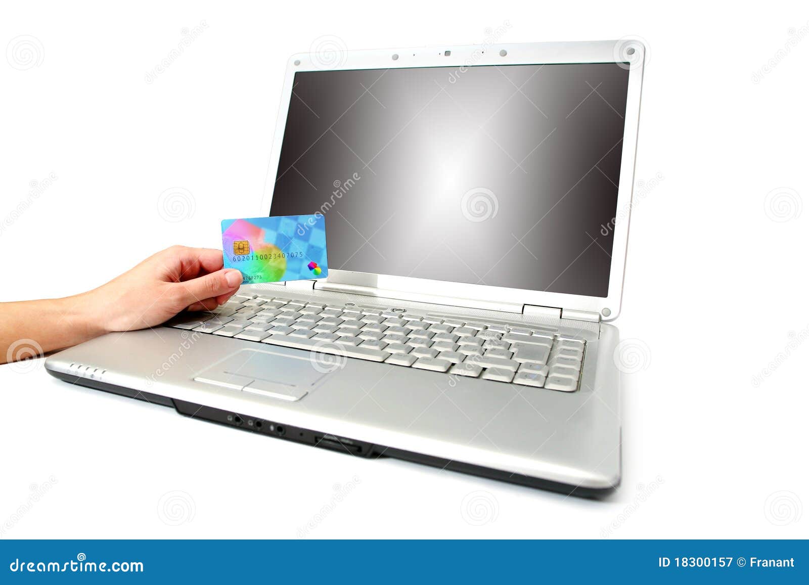 Laptop online purchase stock image. Image of buying