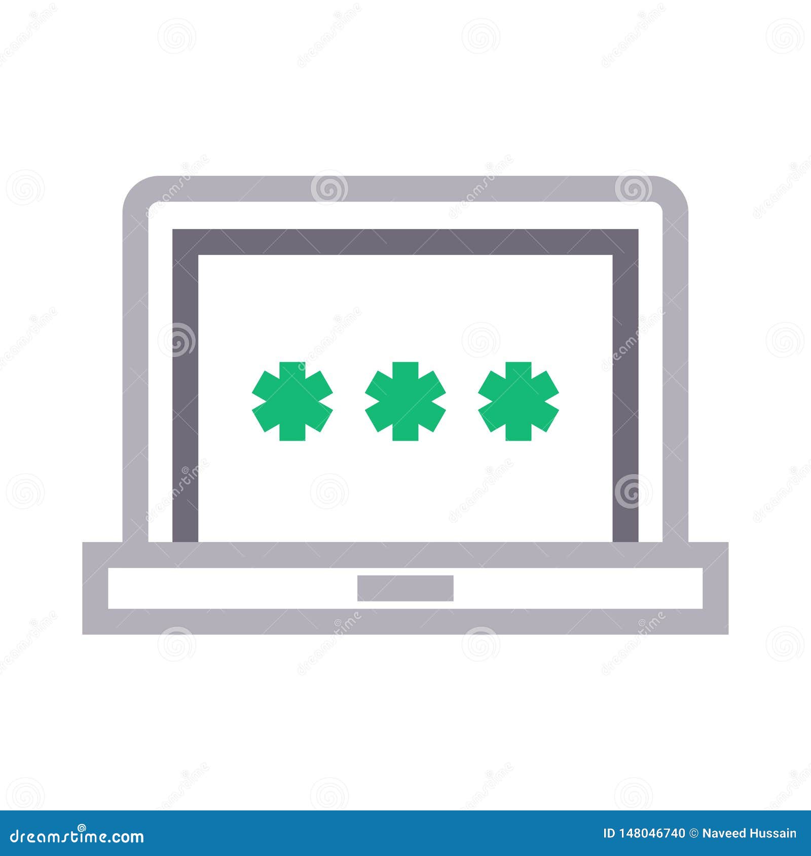laptop password thin color line  icon
