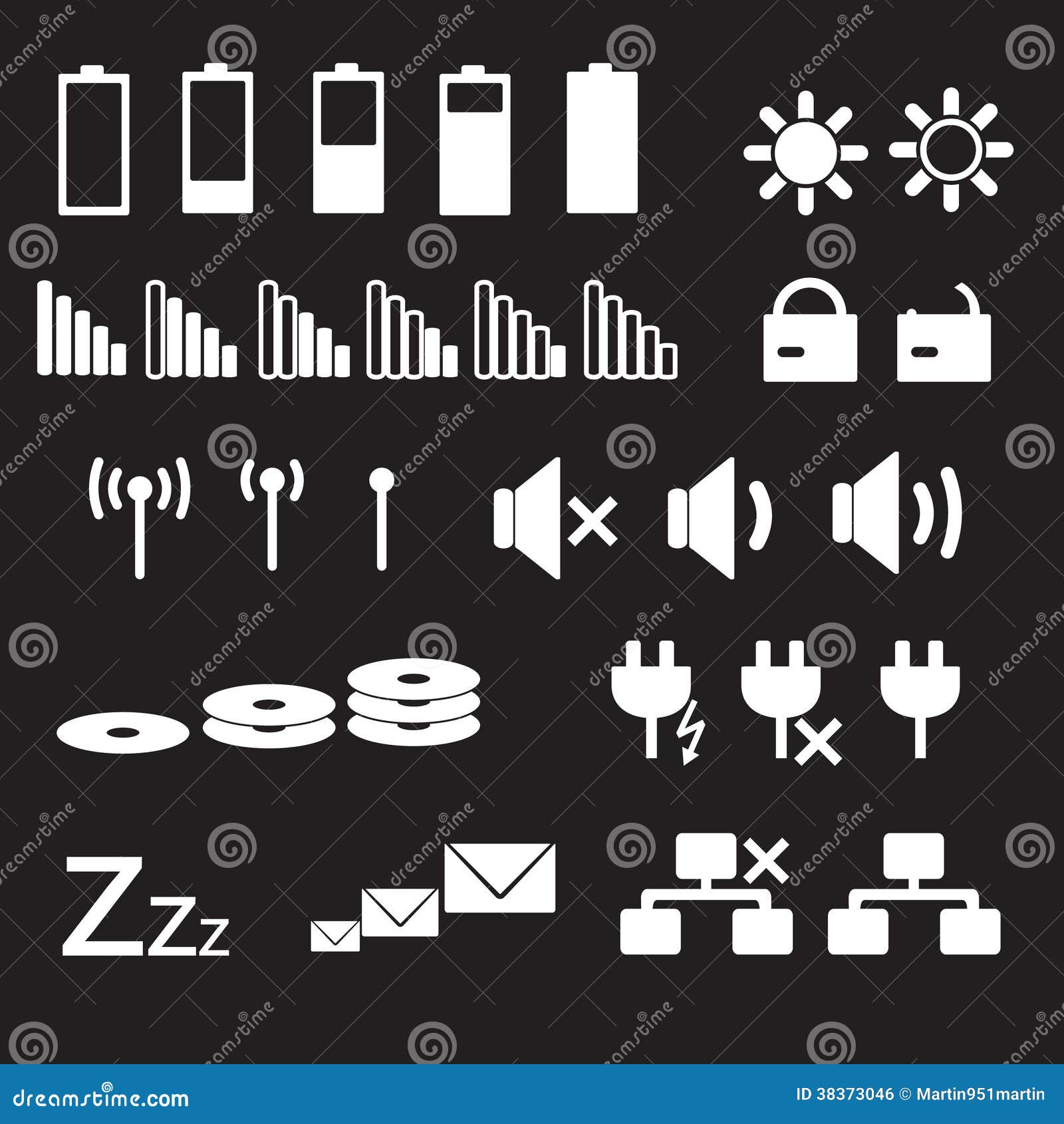 laptop and pc indication status white icons eps10