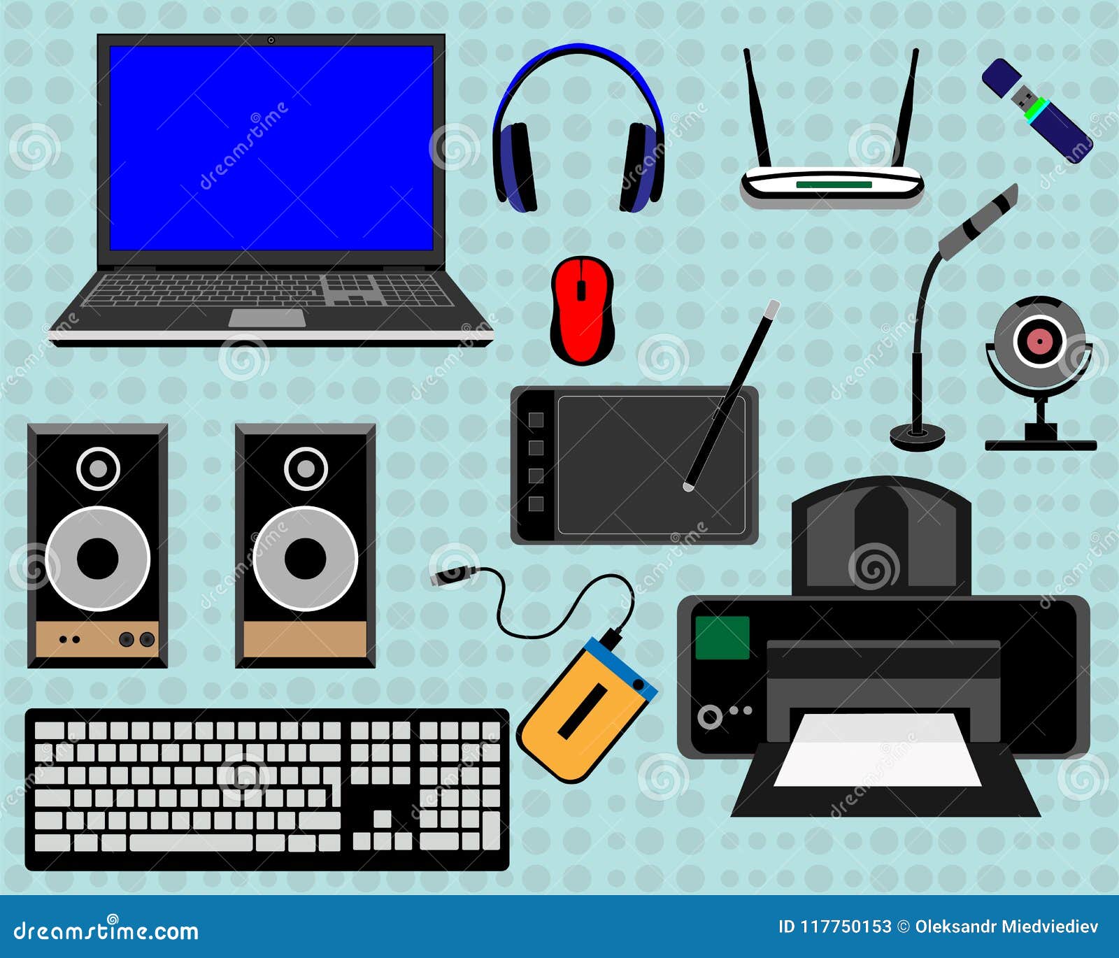 Laptop and Peripheral Equipment Stock Vector Illustration of control