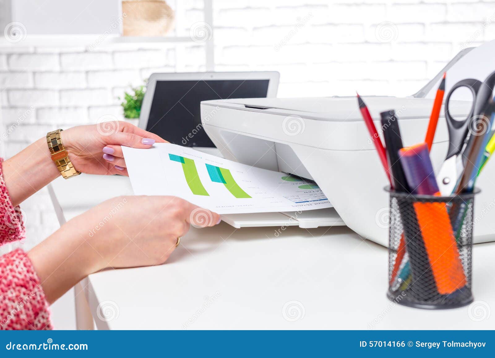 Laptop and Printer, Office Interior Stock Photo Image of equipment