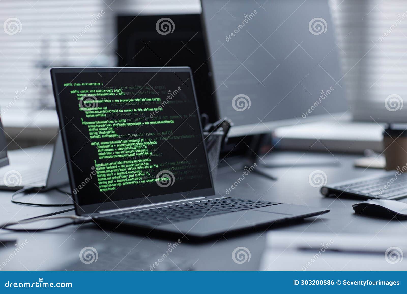 Laptop with Programming Code on Screen Stock Photo - Image of digital ...