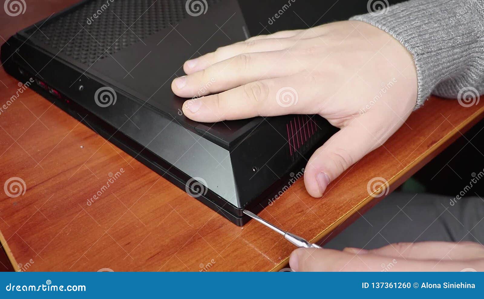 Laptop, Removed the Back Cover, Visible Chips and the Hand of a Master