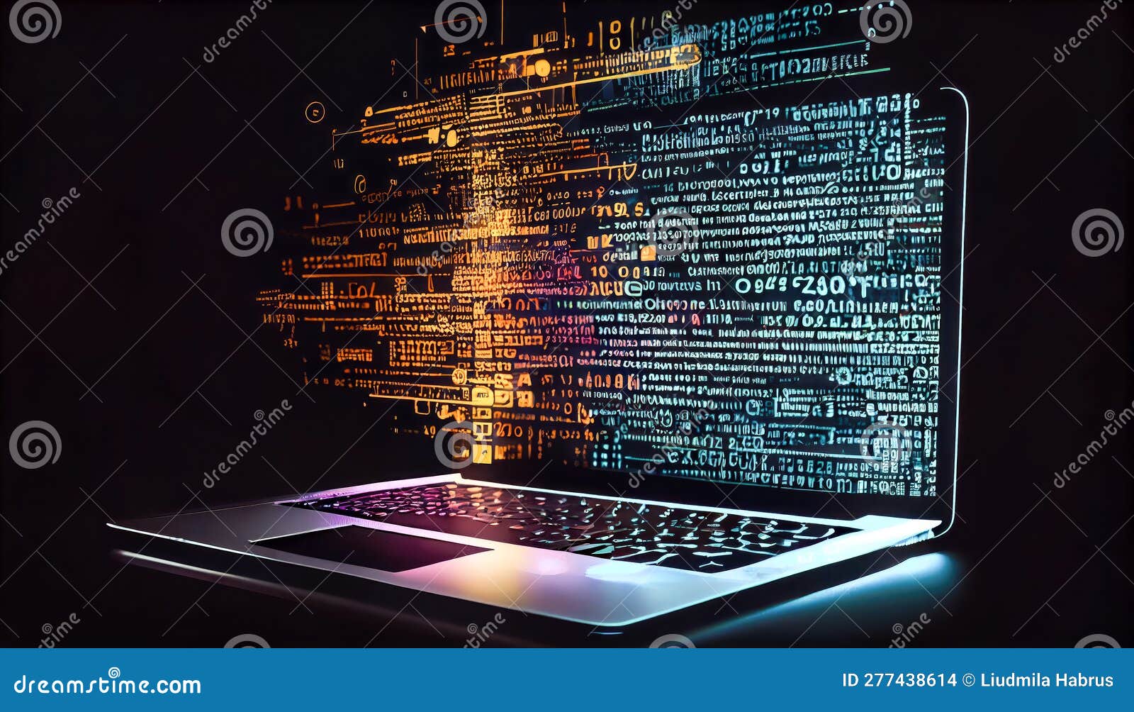 Laptop Screen Show Abstract Computer Code. Generative AI Stock ...