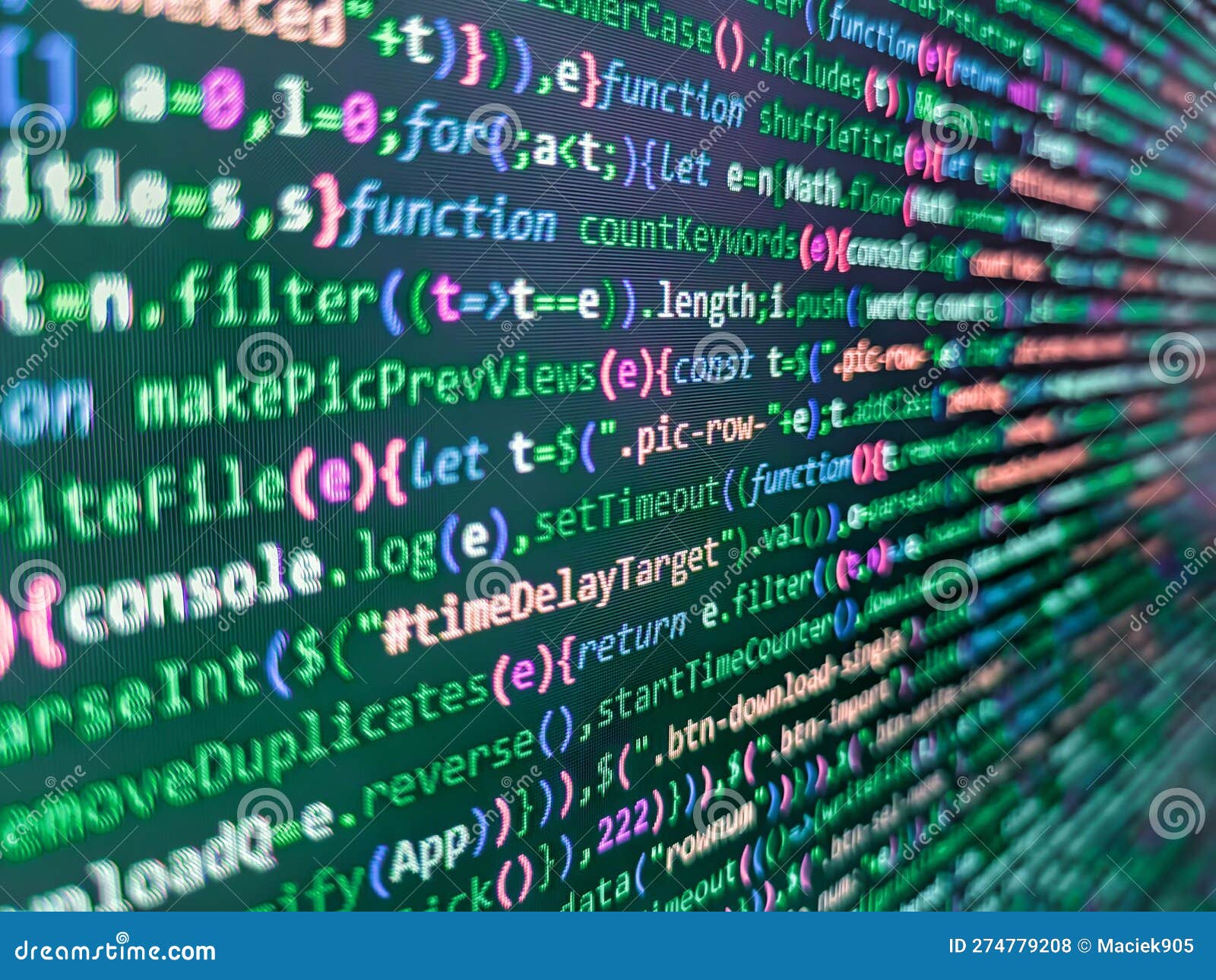Laptop Screen Show Abstract Computer Programming Code Script. Data Bits