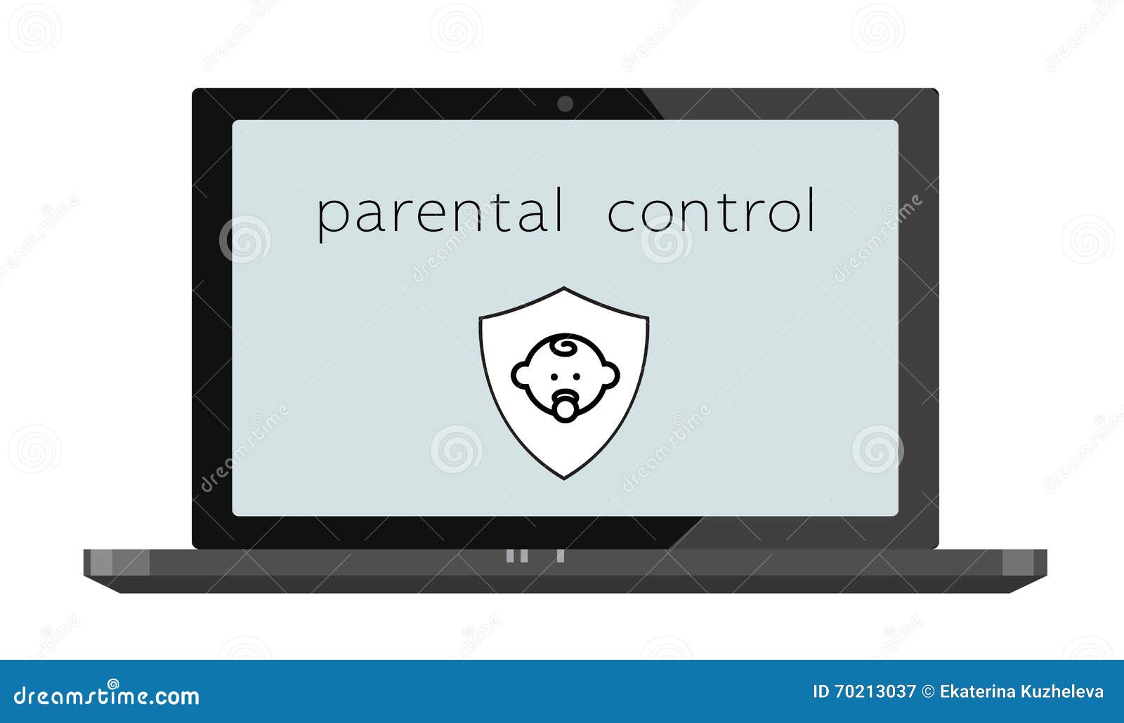 Laptop Screen Under Parental Control. Vector Illustration Stock Vector
