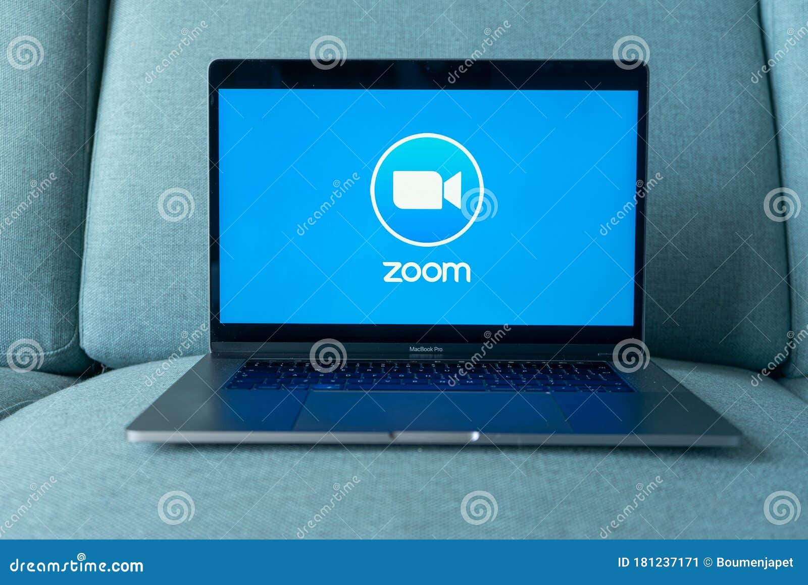 Laptop Showing Zoom Cloud Meetings App Logo