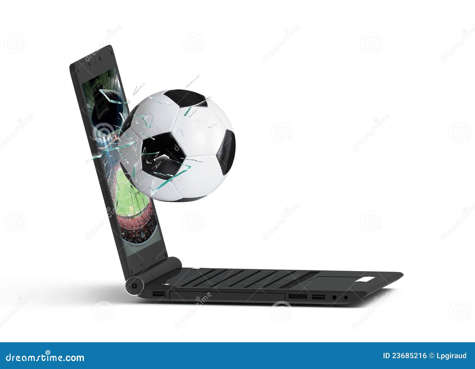 Laptop and soccer ball stock photo. Image of site, computer 23685216