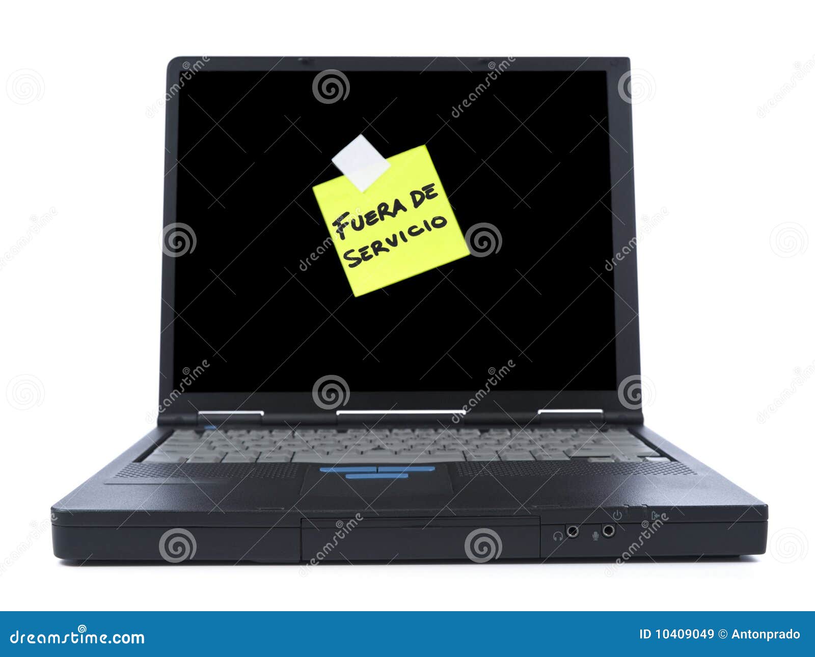 laptop with sticky note