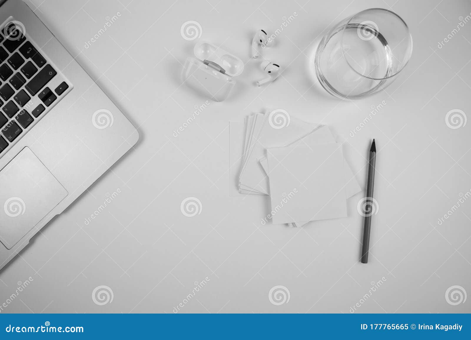 Laptop on the Table with Office Accessories. Mobile Workplace. Stock