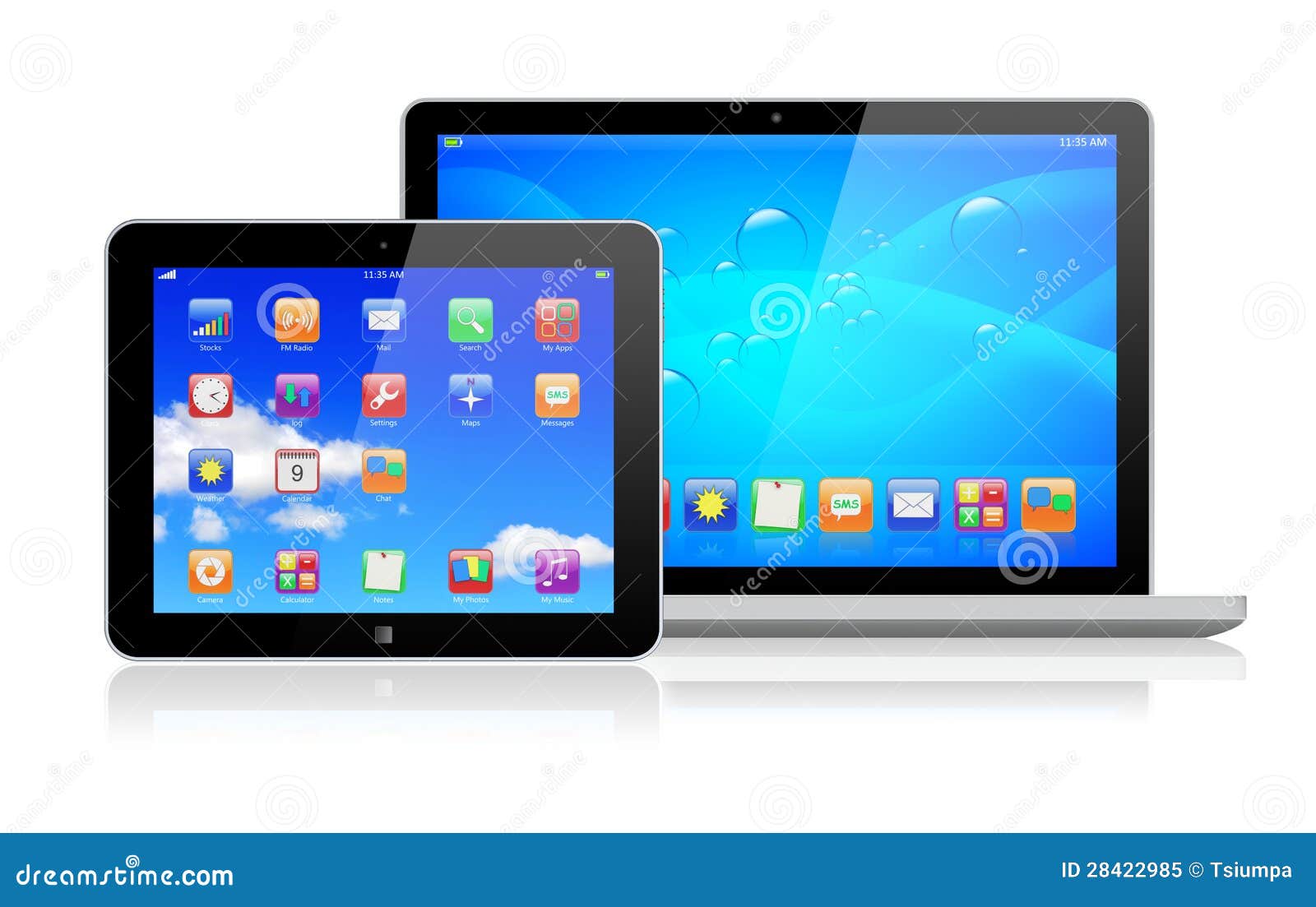Laptop and tablet pc stock illustration. Illustration of digitally