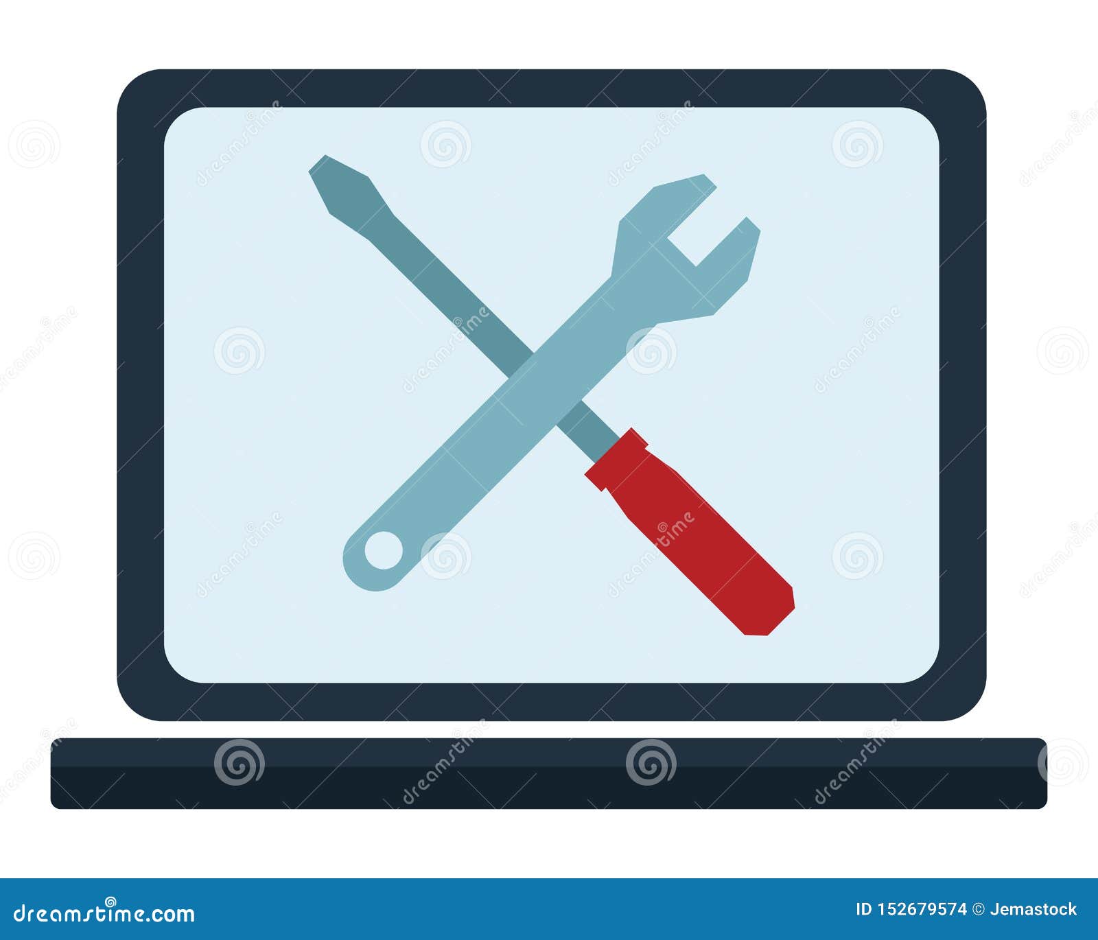 Laptop with Tools Icon Cartoon Stock Vector - Illustration of craft ...