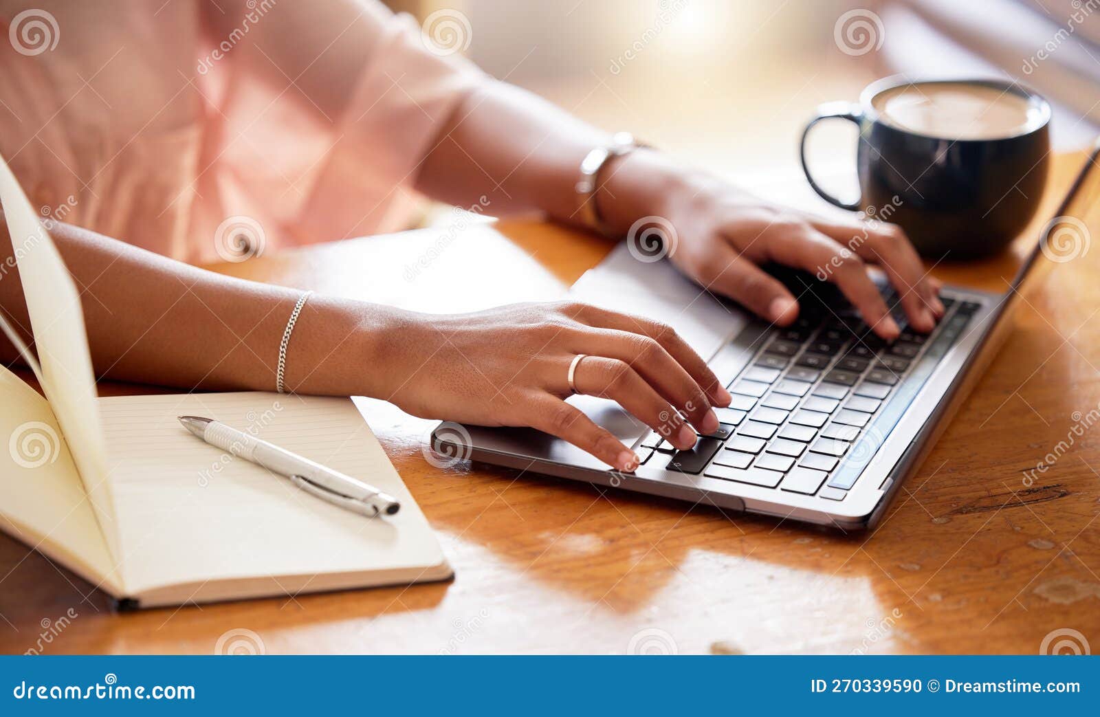 Laptop, Typing and Woman Hands Planning, Online Research and Brainstorming Ideas for Remote Work 