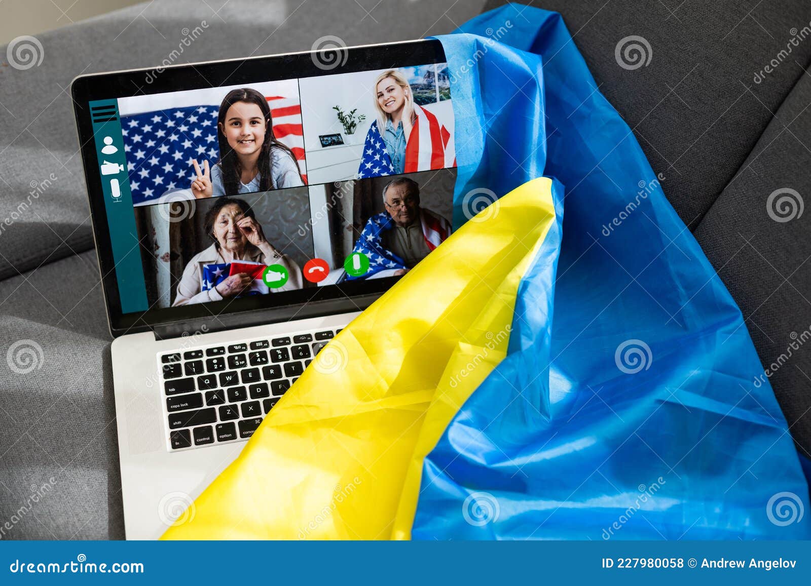 Laptop with Video Near the Flag of Ukraine Editorial Stock Photo Image of sofa, concept 227980058