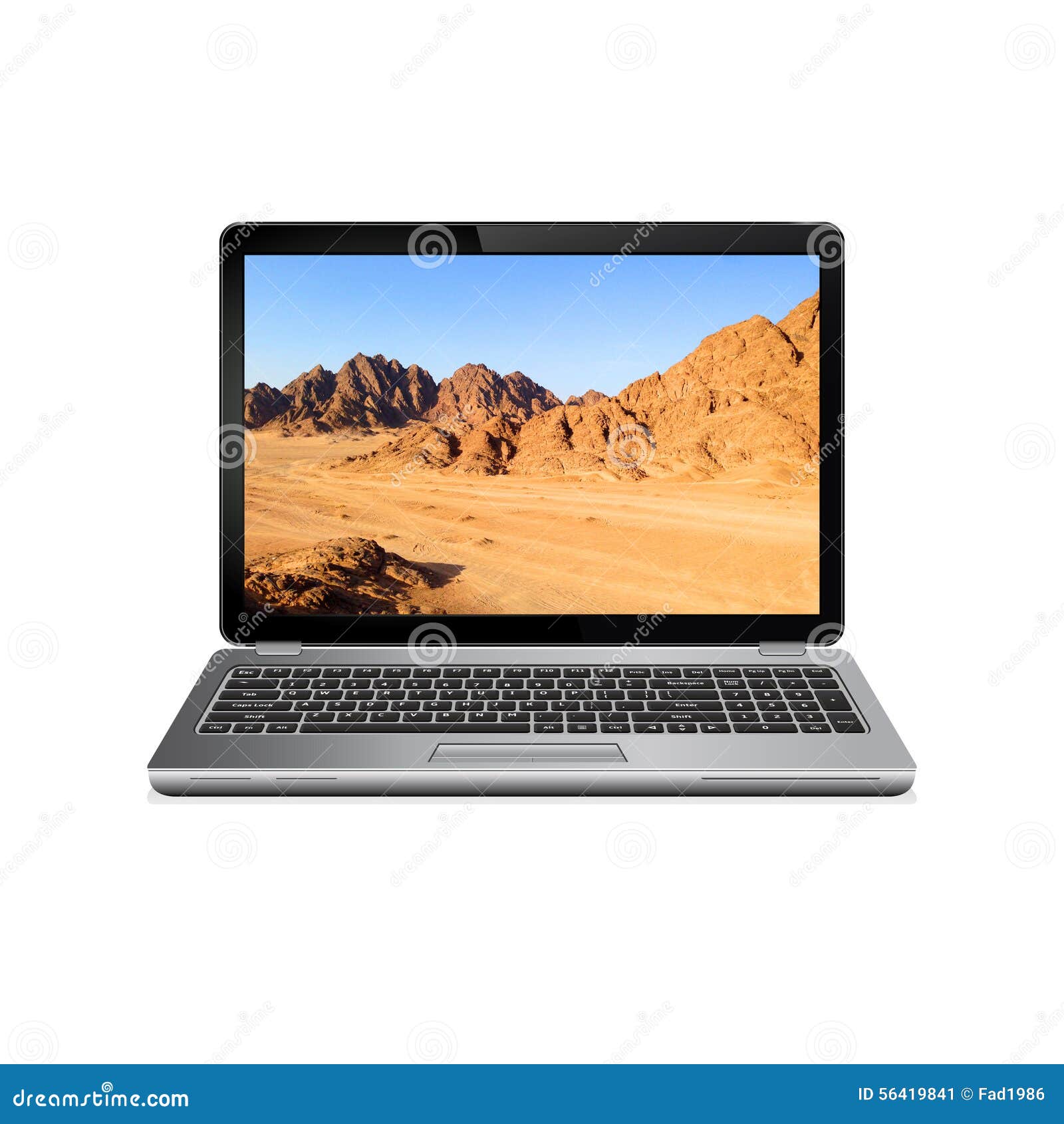 Laptop with Wallpaper on Screen Stock Image - Image of hill, landscape:  56419841
