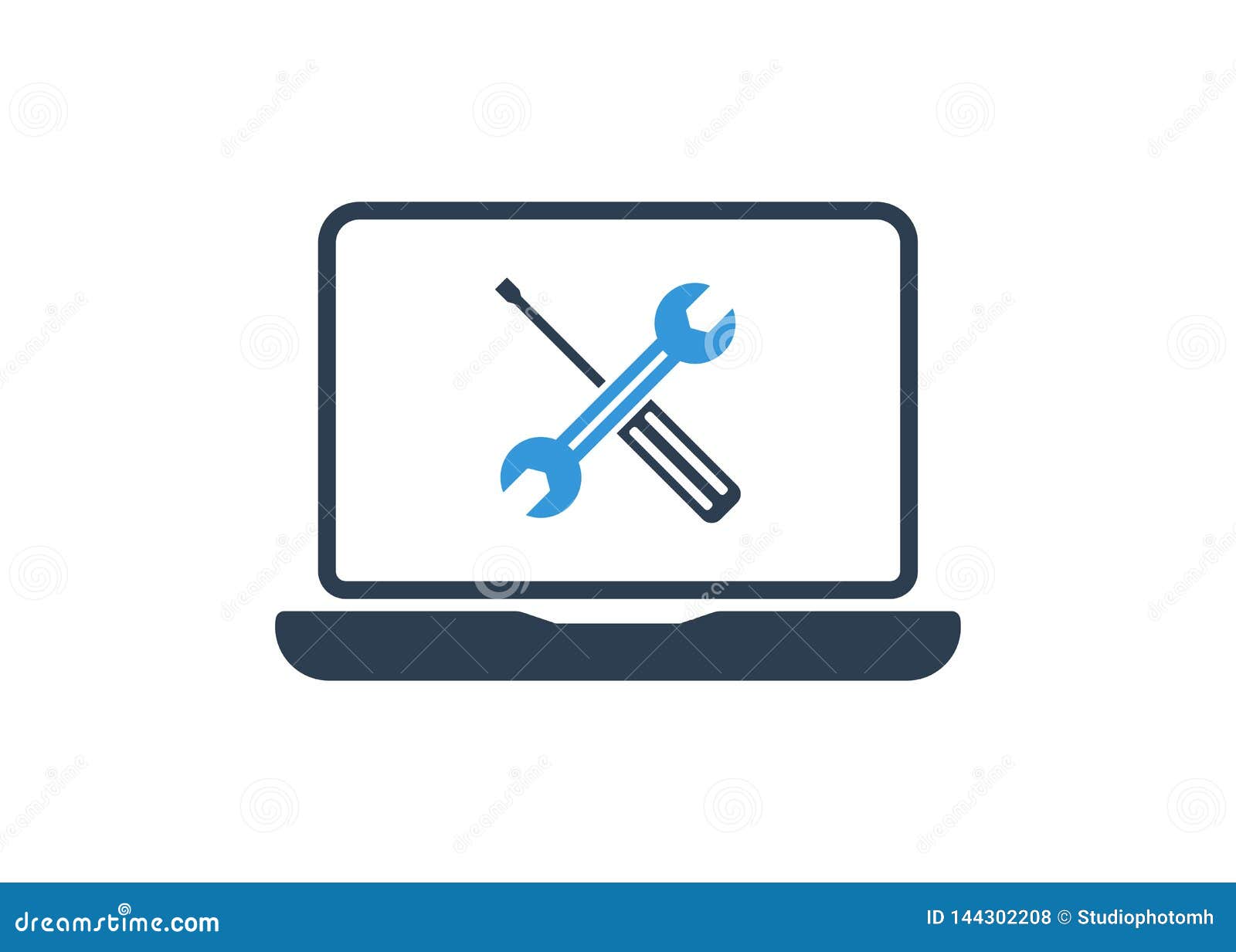 Laptop with Wrench and Screwdriver on Screen. Computer Repair Service ...