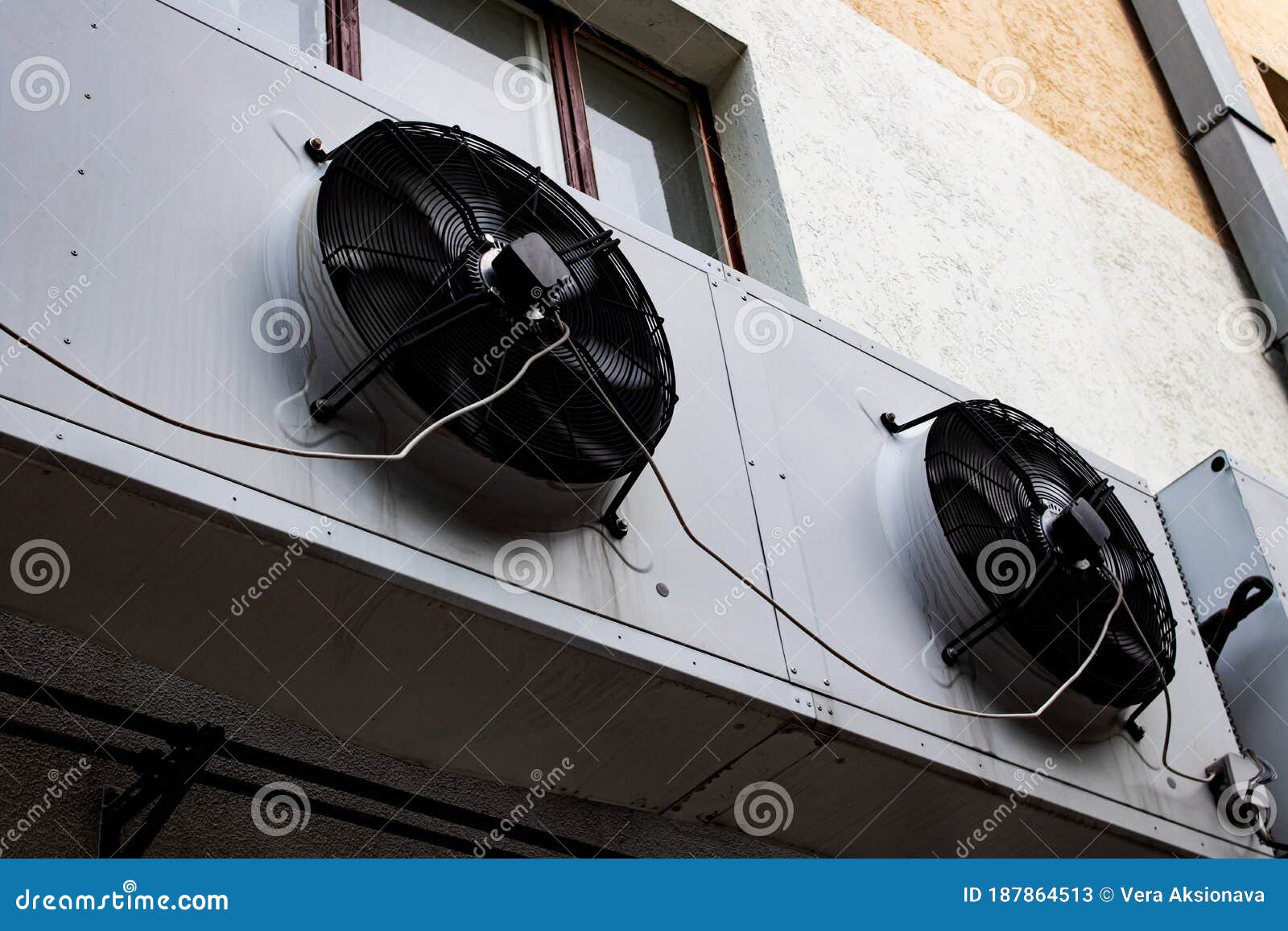 Large Air Conditioning on Wall of Building Stock Image Image of