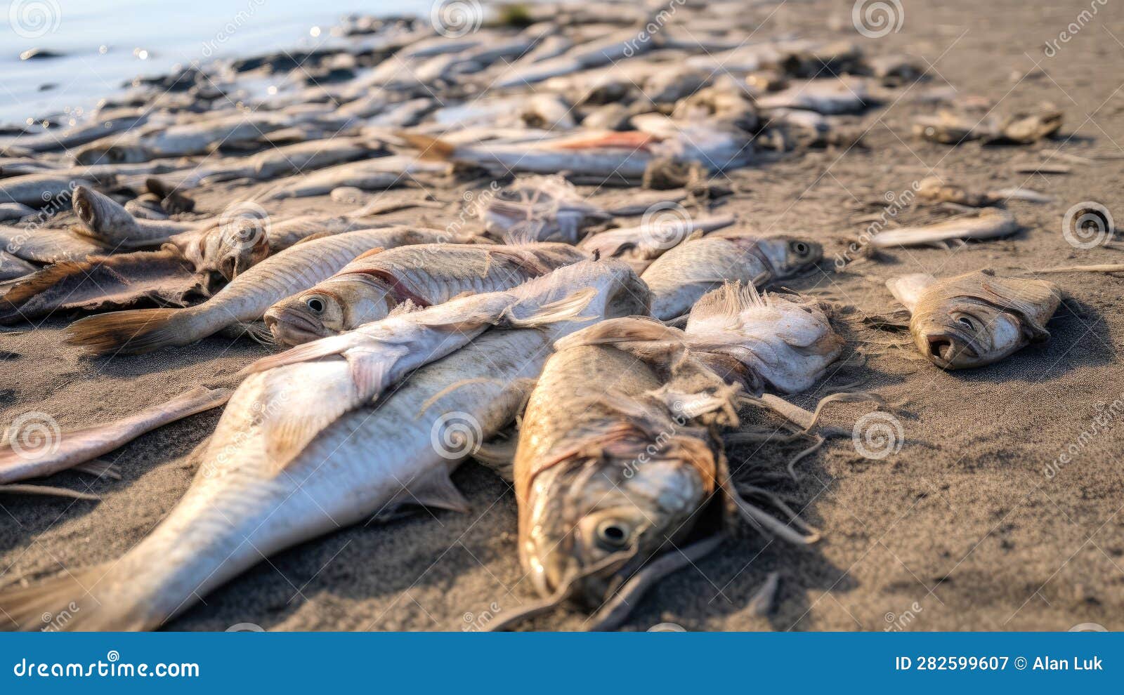 Large Amount of Dead Fish. Radioactive Wastewater Pollute the Ocean ...