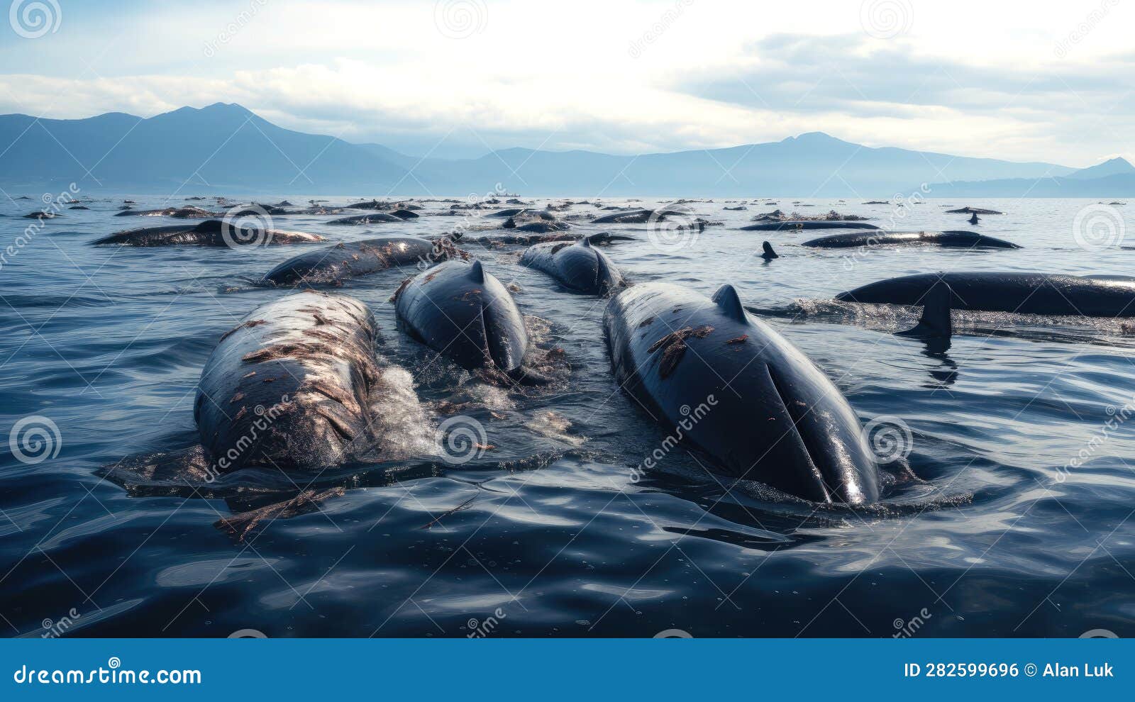 Large Amount of Dead Fish. Radioactive Wastewater Pollute the Ocean ...