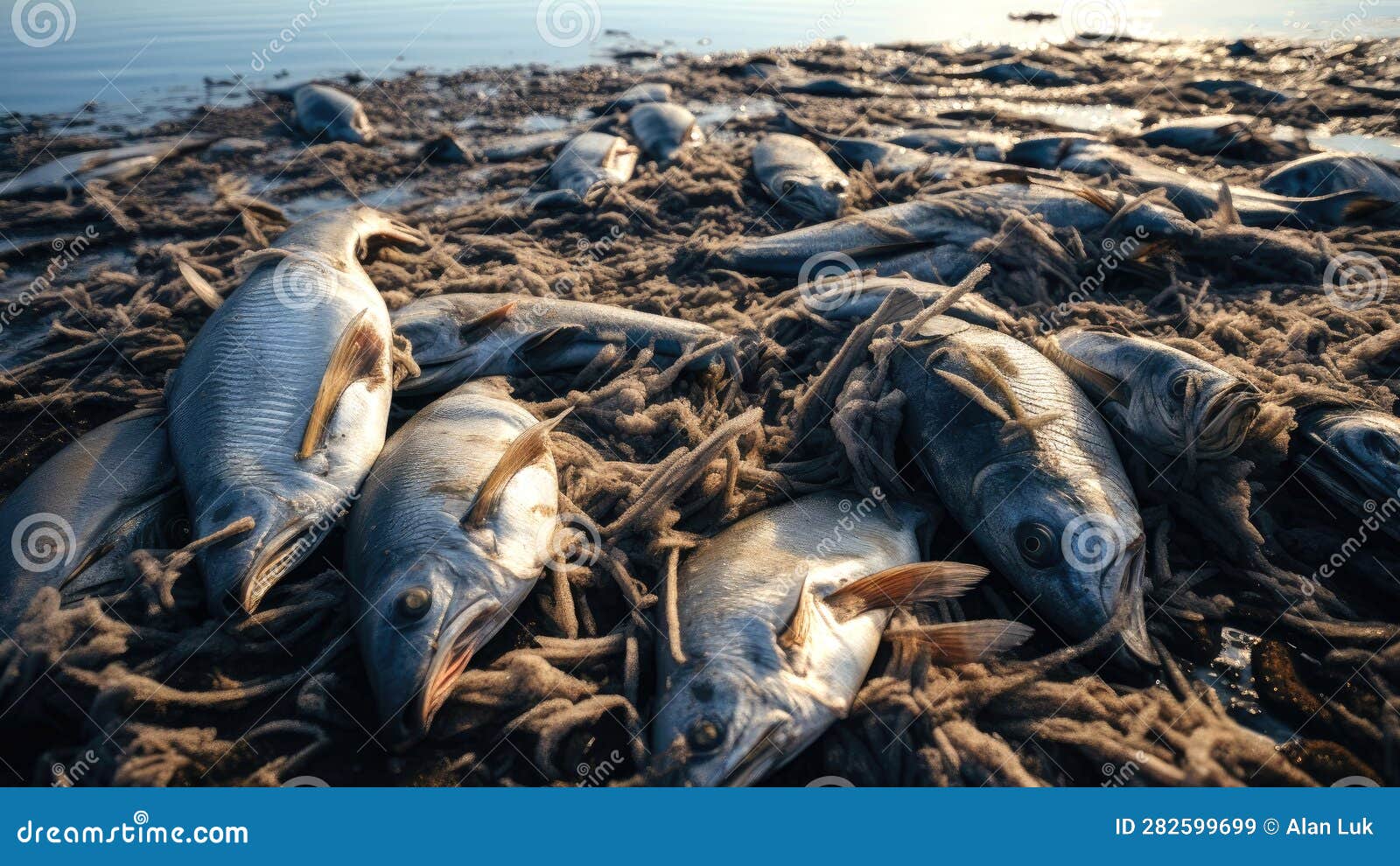 Large Amount of Dead Fish. Radioactive Wastewater Pollute the Ocean ...