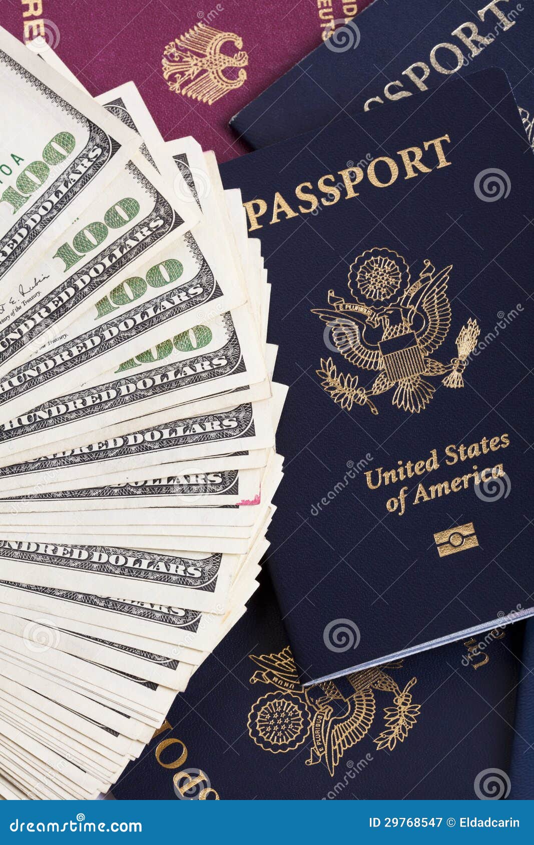 Cash & Passports stock image. Image of chip, blue 29768547