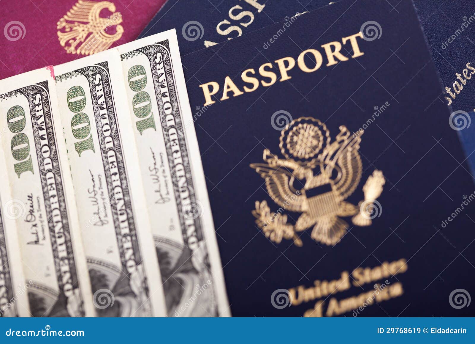 Cash & Passports stock image. Image of blue, bald 29768619