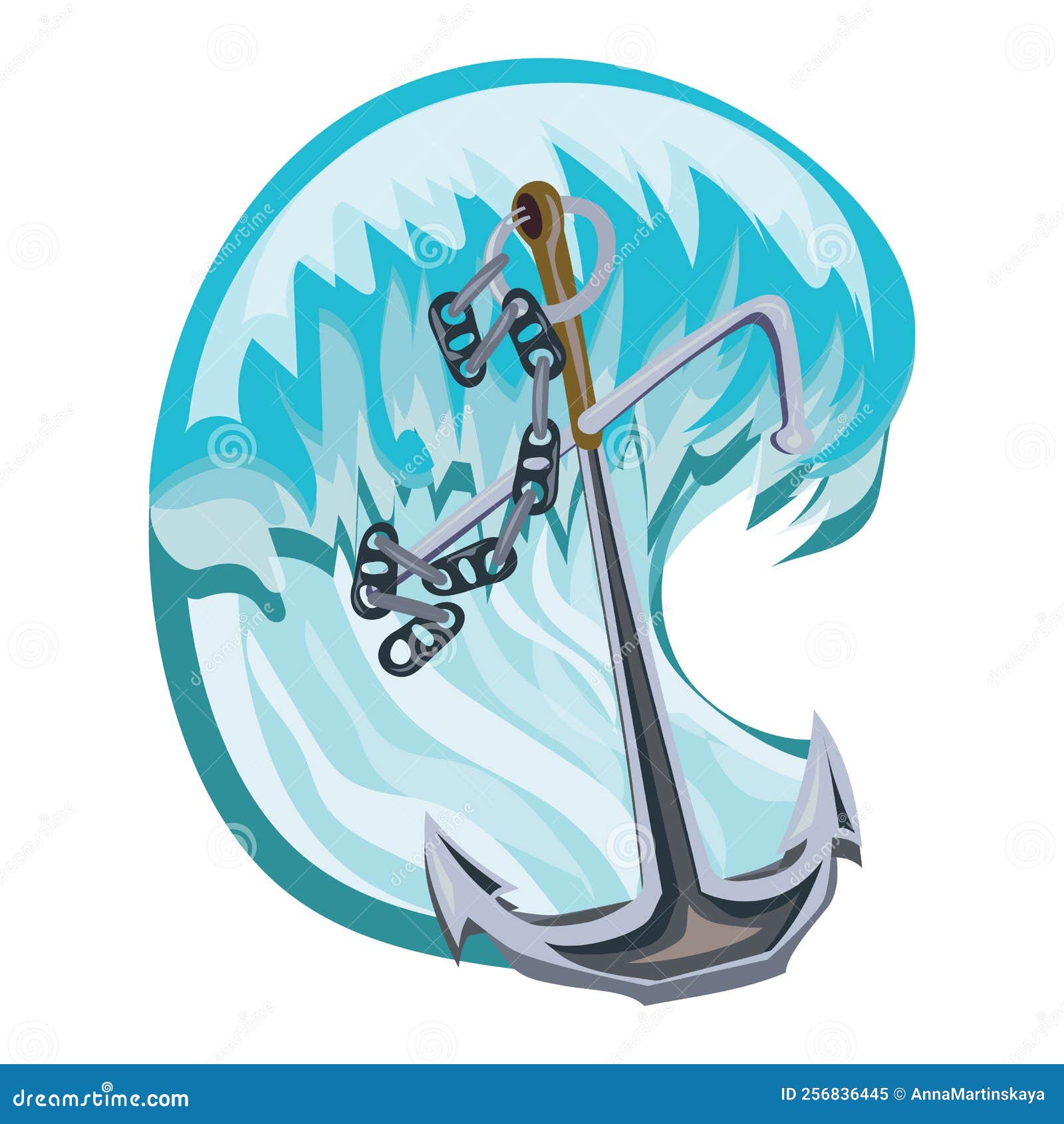 Large Anchor with the Sea Wave Stock Vector - Illustration of wave ...